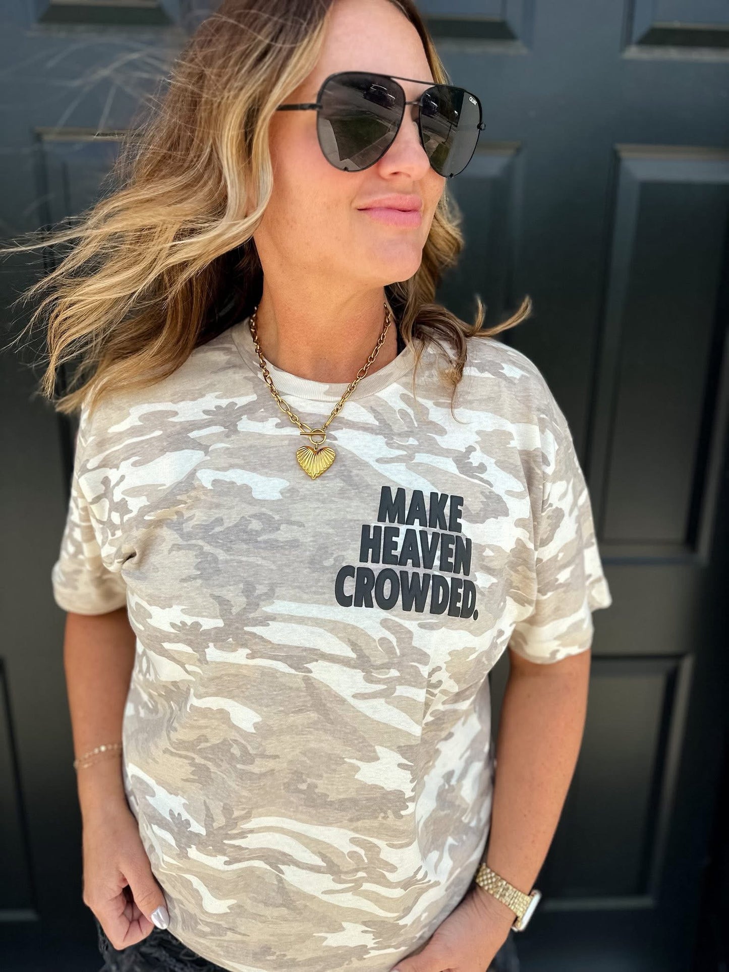 MAKE HEAVEN CROWDED CAMO CHRISTIAN GRAPHIC T-SHIRT