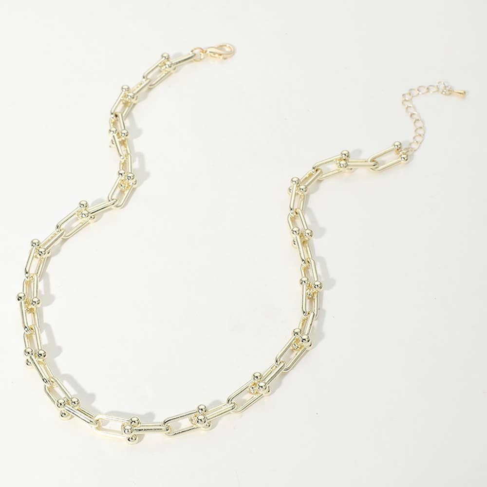 14K GOLD PLATED HARDWARE LINK CHAIN NECKLACE