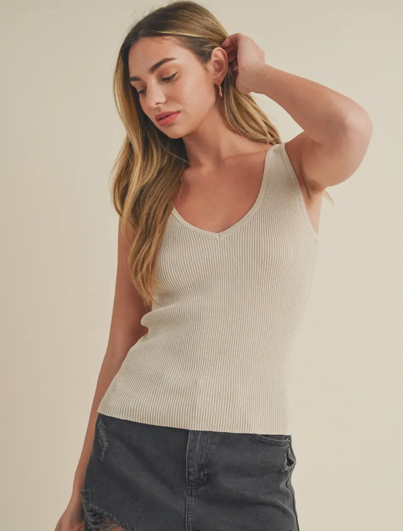 TOO GOOD BASIC LAYERING TANK-Light Mocha