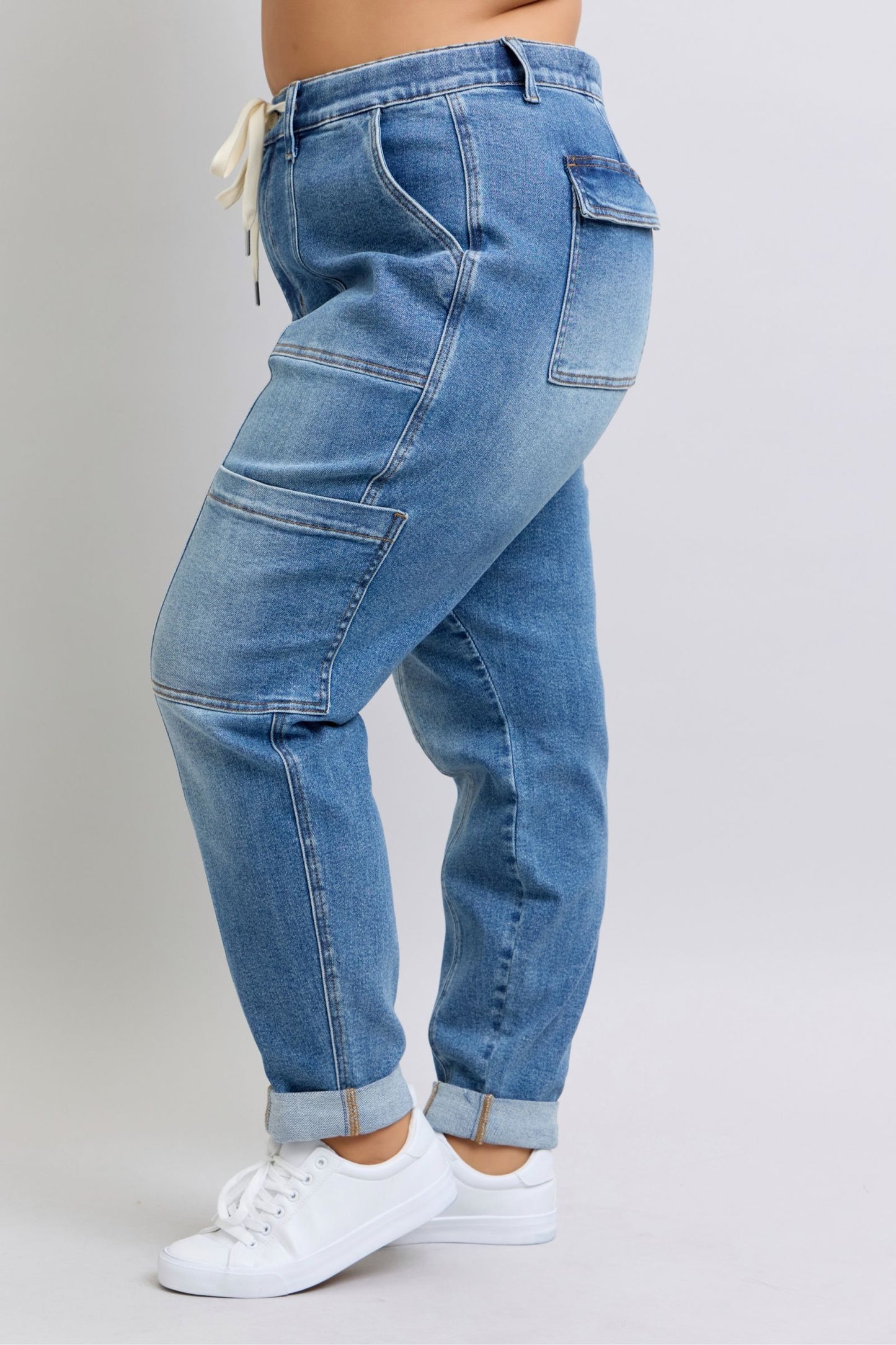 CLAYTON HIGH RISE CUFFED CARGO DENIM JOGGER
