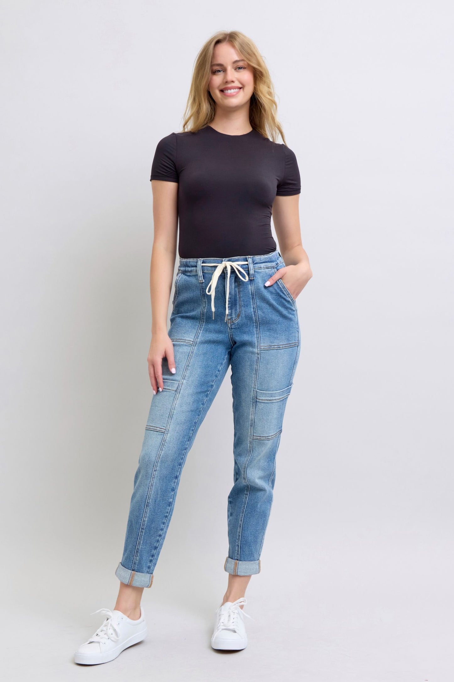 CLAYTON HIGH RISE CUFFED CARGO DENIM JOGGER