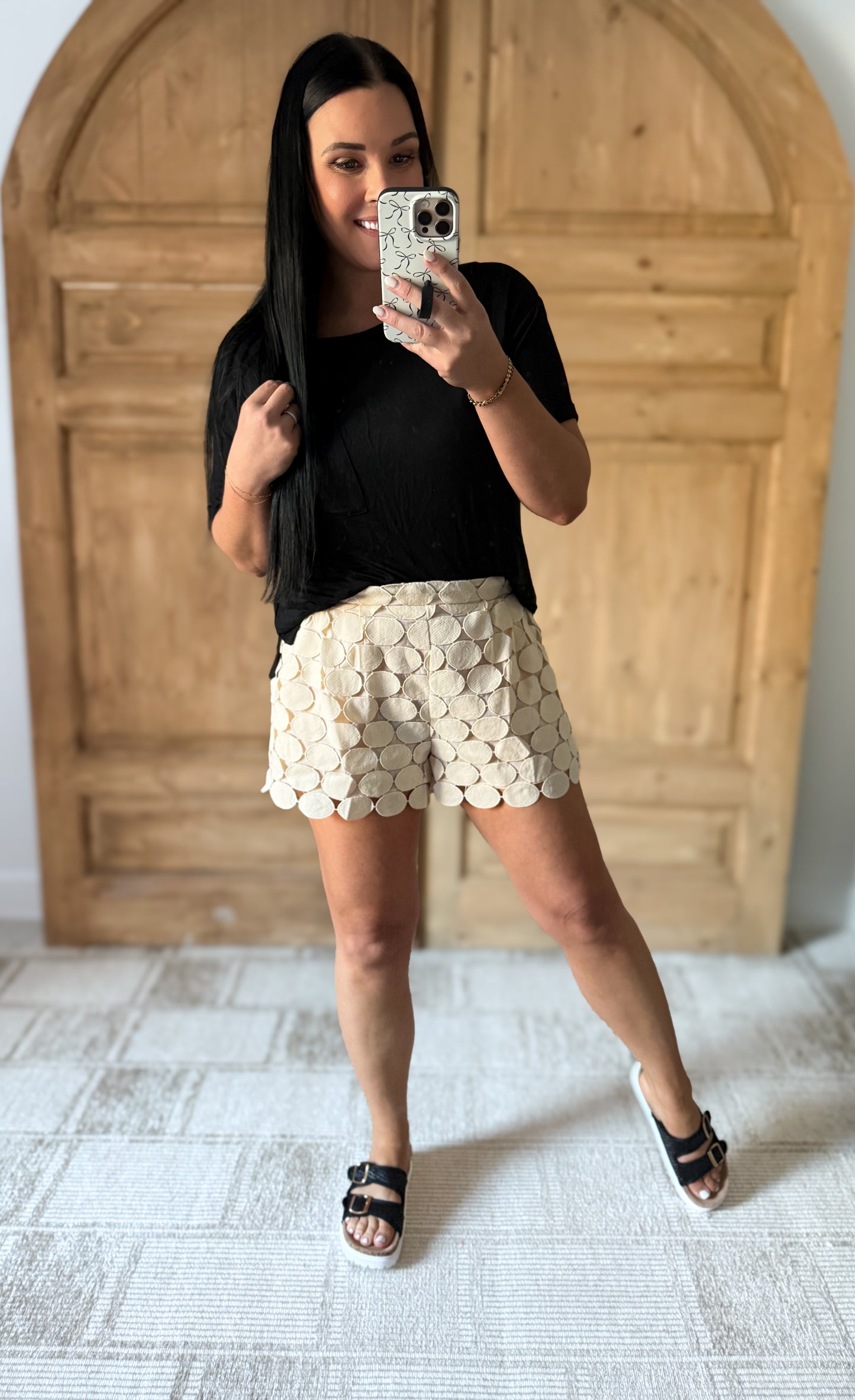 Umgee Full Size Polka Dot Lace Shorts Plus Size
