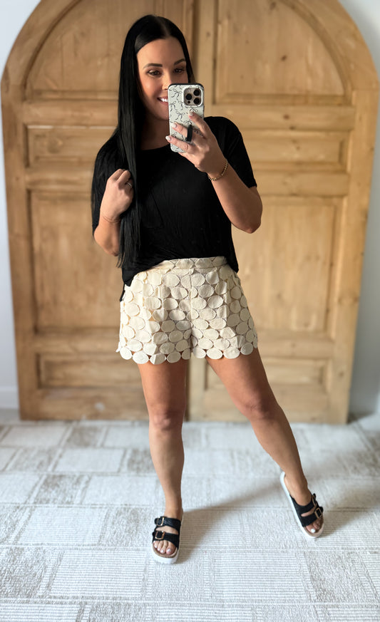 Umgee Full Size Polka Dot Lace Shorts Plus Size