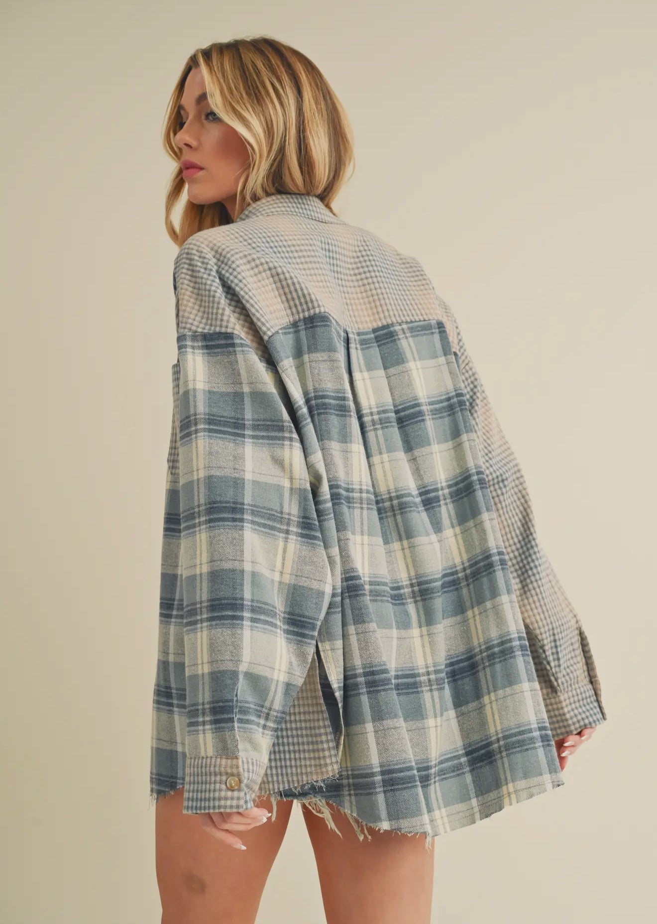 NOT YOUR DADS FLANNEL-Blue/Beige