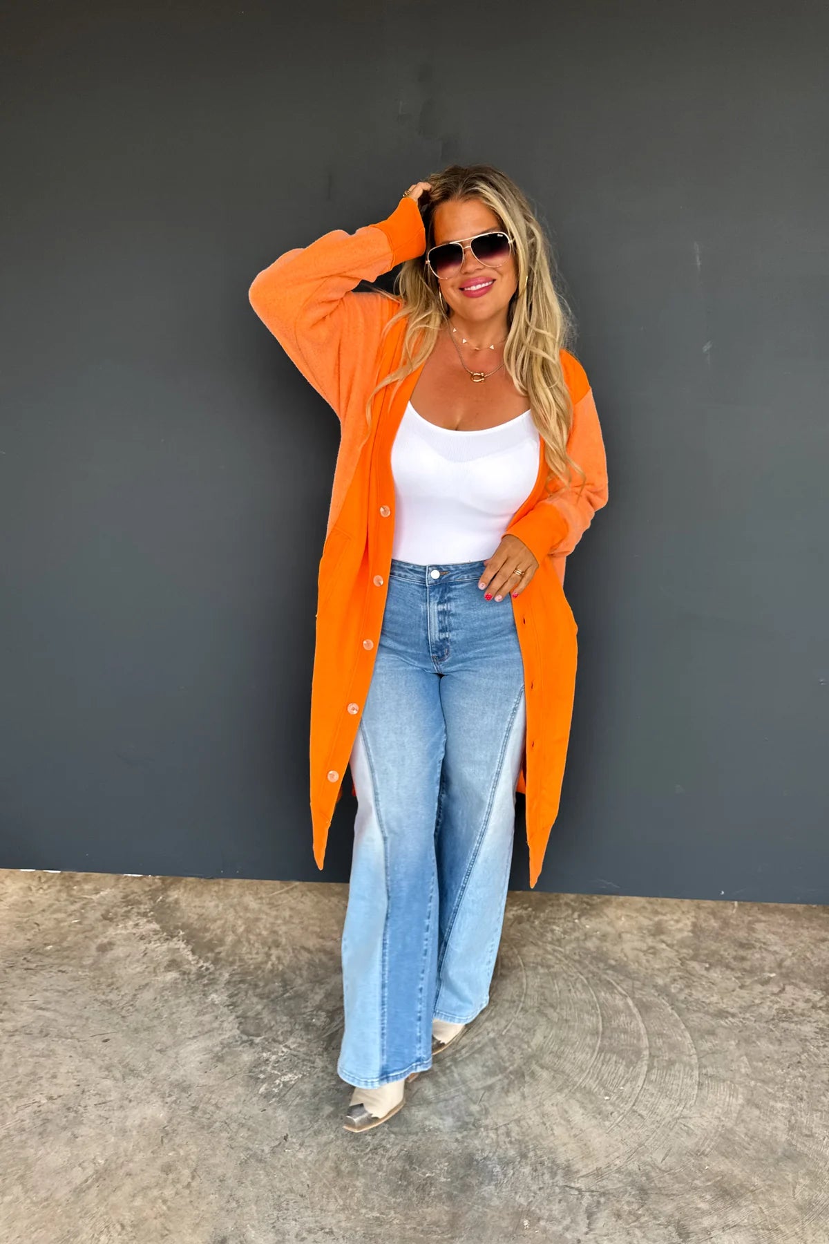 BLAKELEY DESI SOFT SWEATSHIRT CARDIGAN-Orange