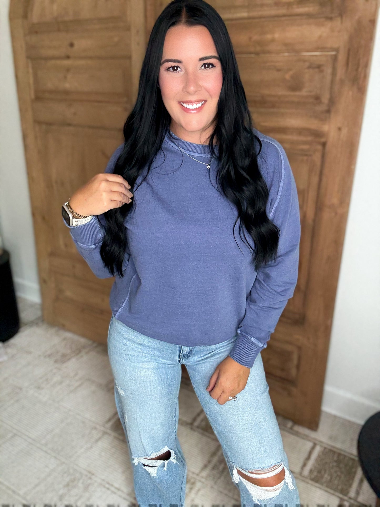 MY GO TO TERRY SOFT PULLOVER SWEATSHIRT-Marlin