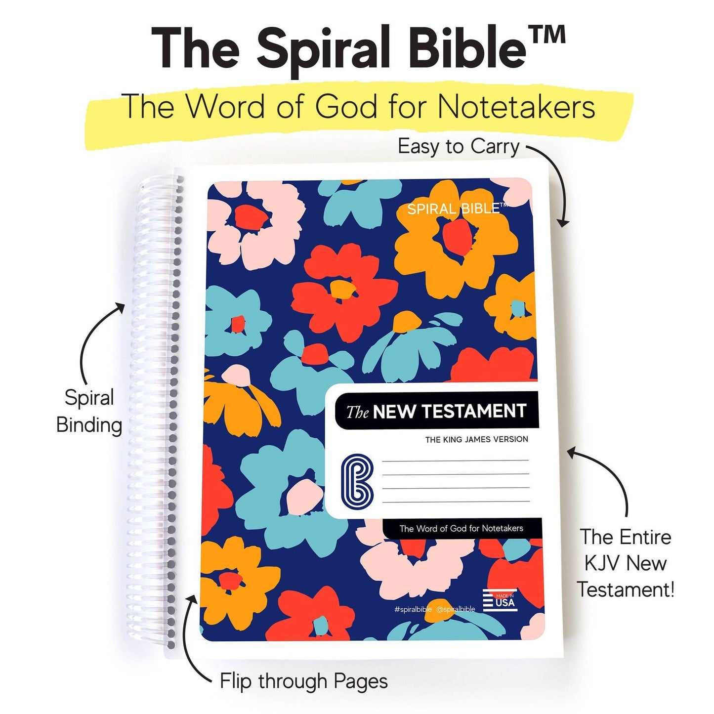 SPIRAL BIBLE™ - KJV NEW TESTAMENT- DARK BLUE FLORAL