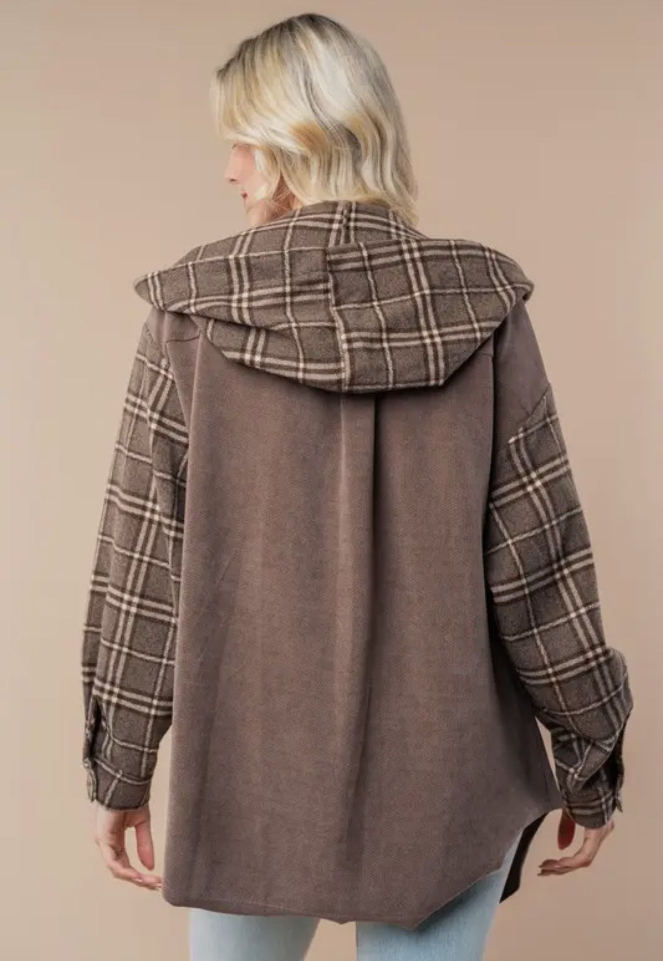 SOFT PLAID ESPRESSO SHACKET