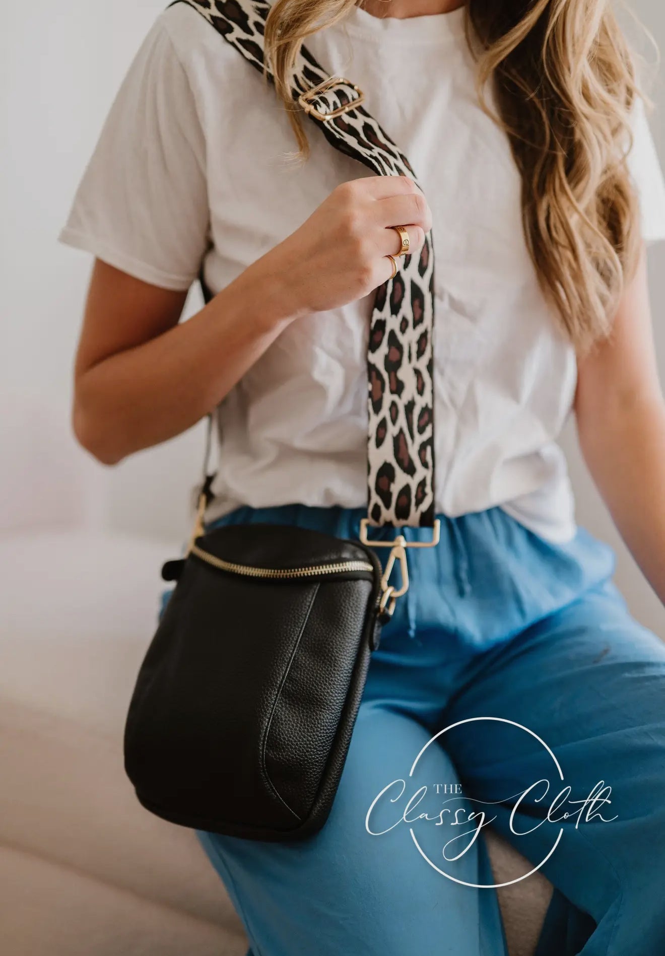 CORRINE CROSSBODY BAG- BLACK-BROWN ON CREAM LEOPARD