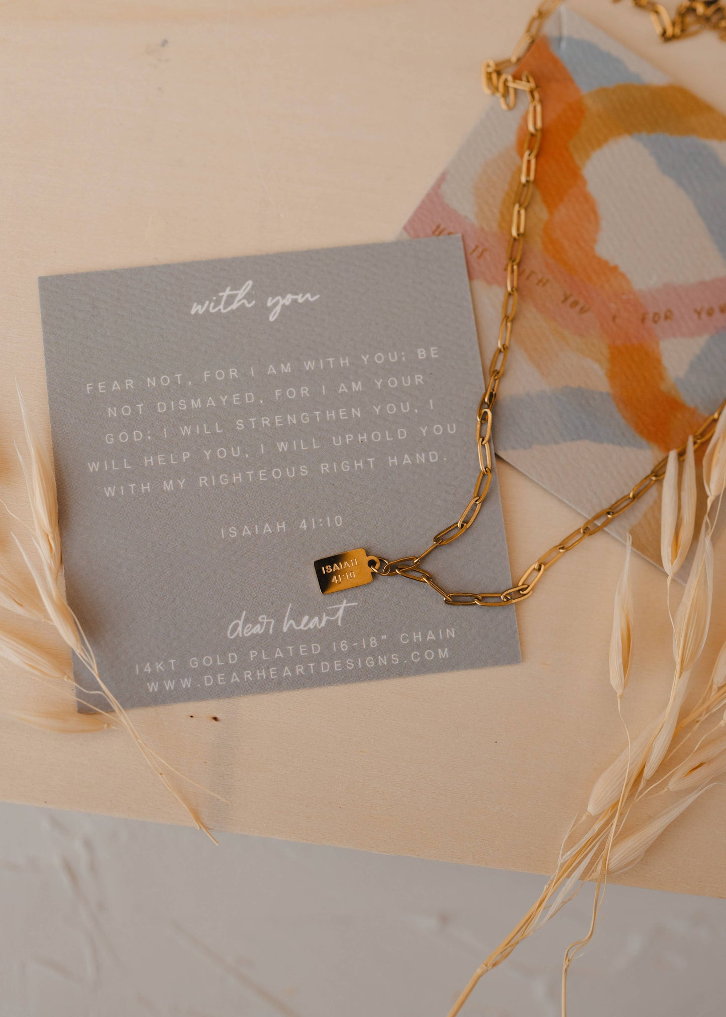 WITH YOU MINI TAG CHRISTIAN NECKLACE ISAIAH 41:10