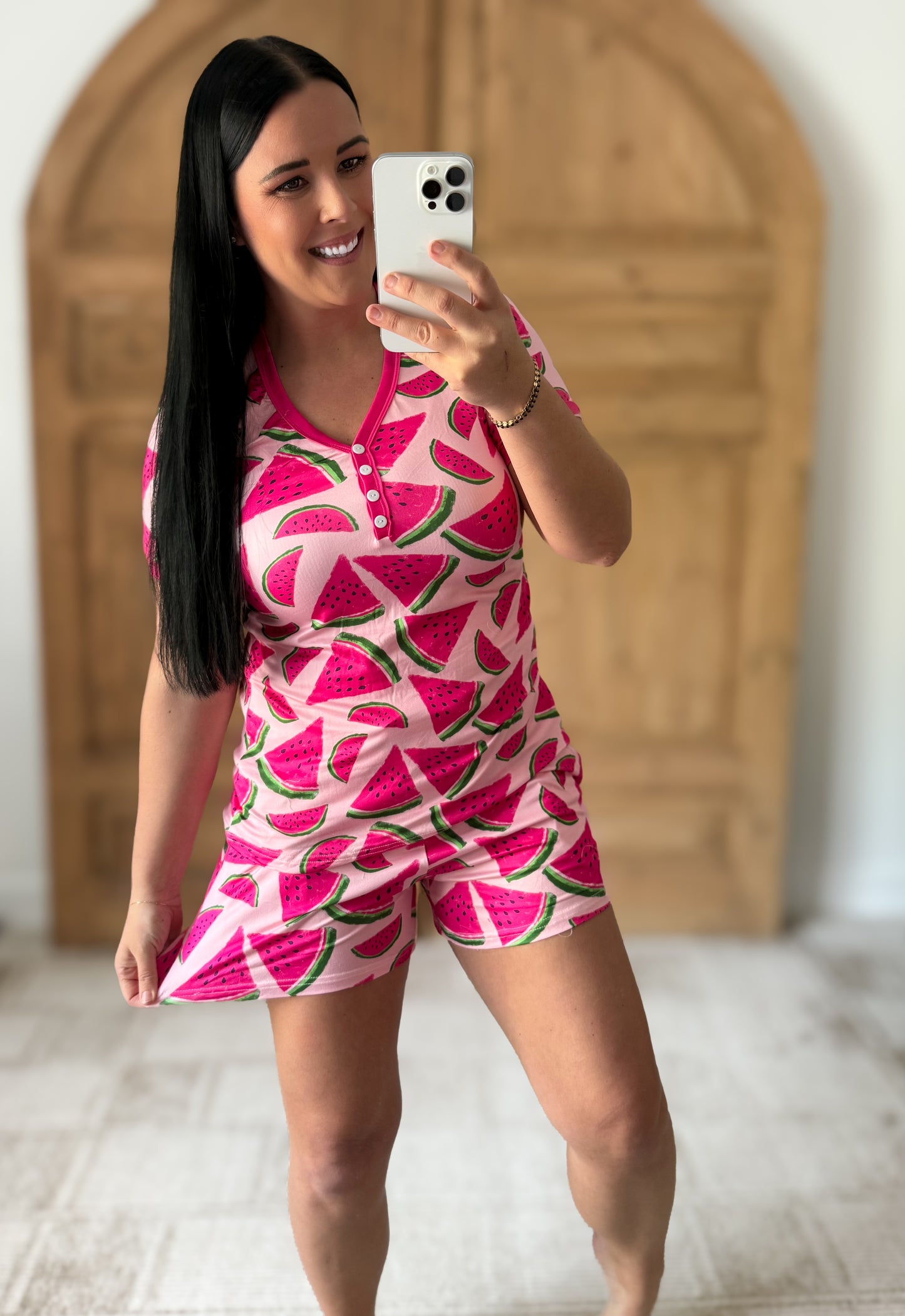 SHIRLEY STONE INSANELY SOFT PAJAMA SHORTS SET-WATERMELON