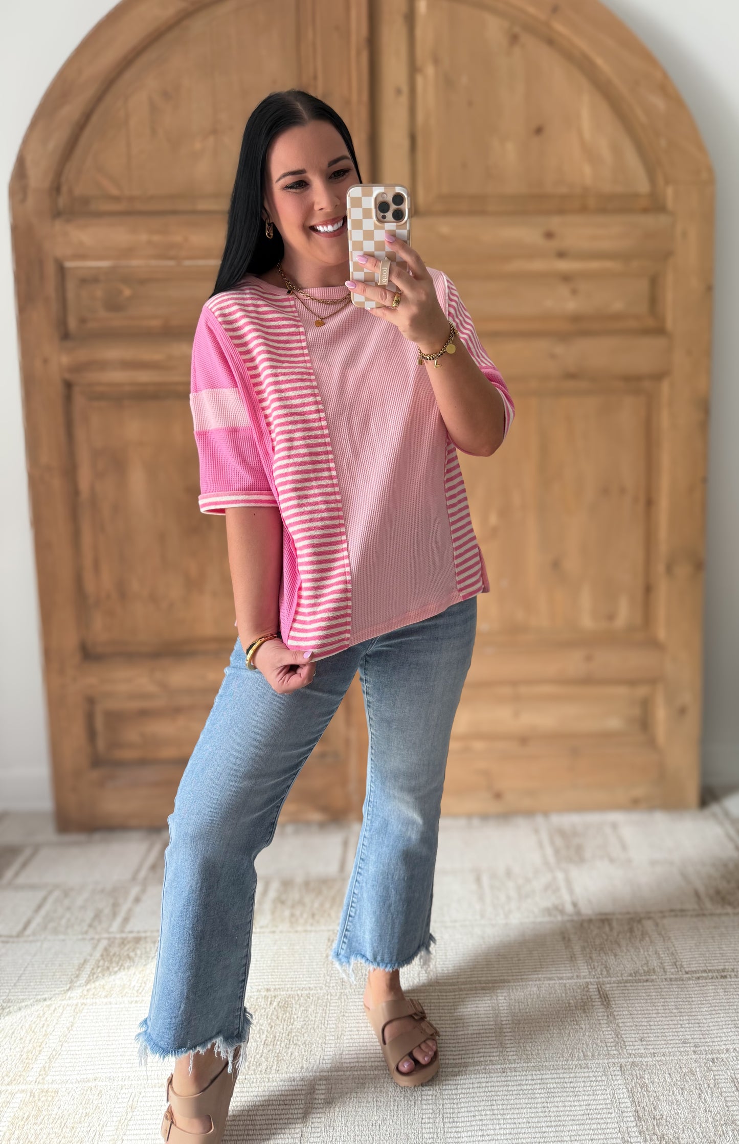 Stripe Color Block Half Sleeve T Shirt