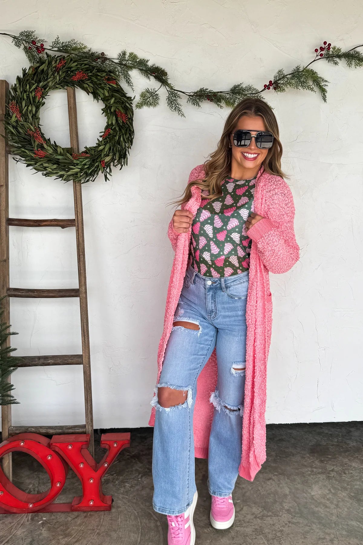 PREORDER- POPPY KNIT POPCORN CARDIGAN-Pink