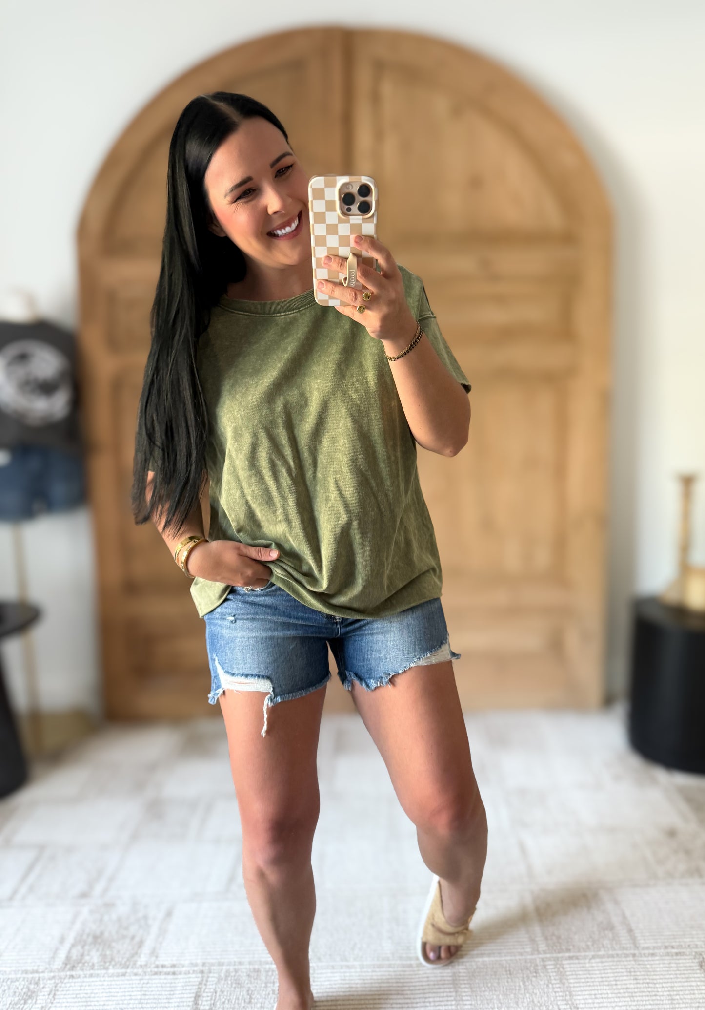 ZENANA FRENCH TERRY DROP SHOULDER RAW EDGE TOP