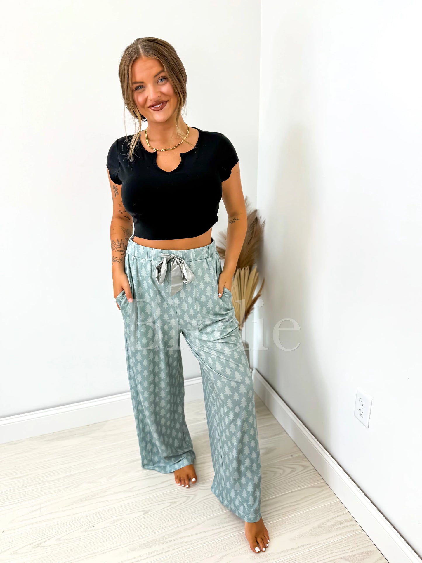 BIRDIE PREORDER Twinkle Tree Pajama Pants with Satin Bow