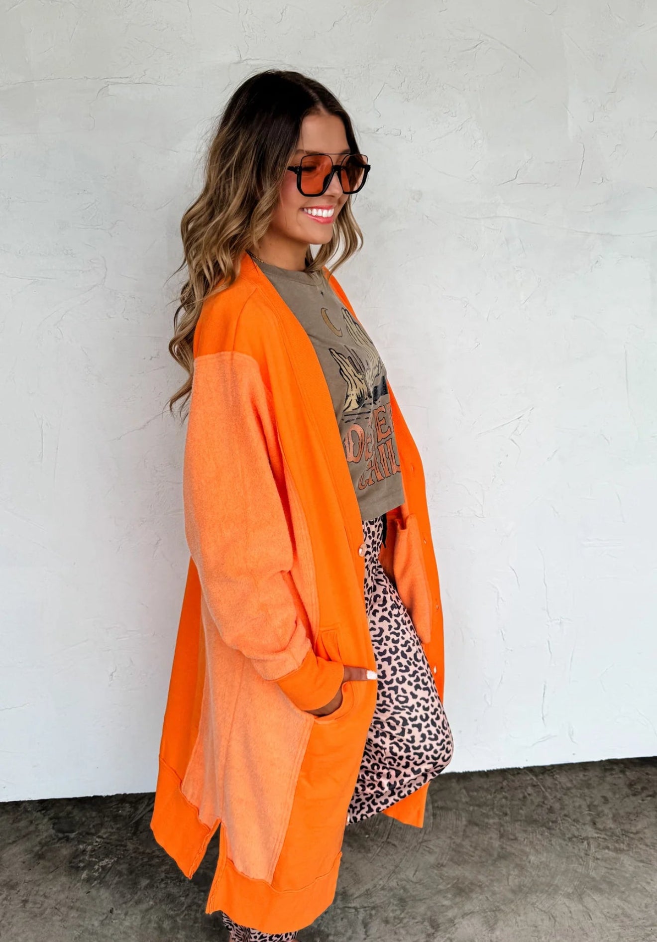 BLAKELEY DESI SOFT SWEATSHIRT CARDIGAN-Orange