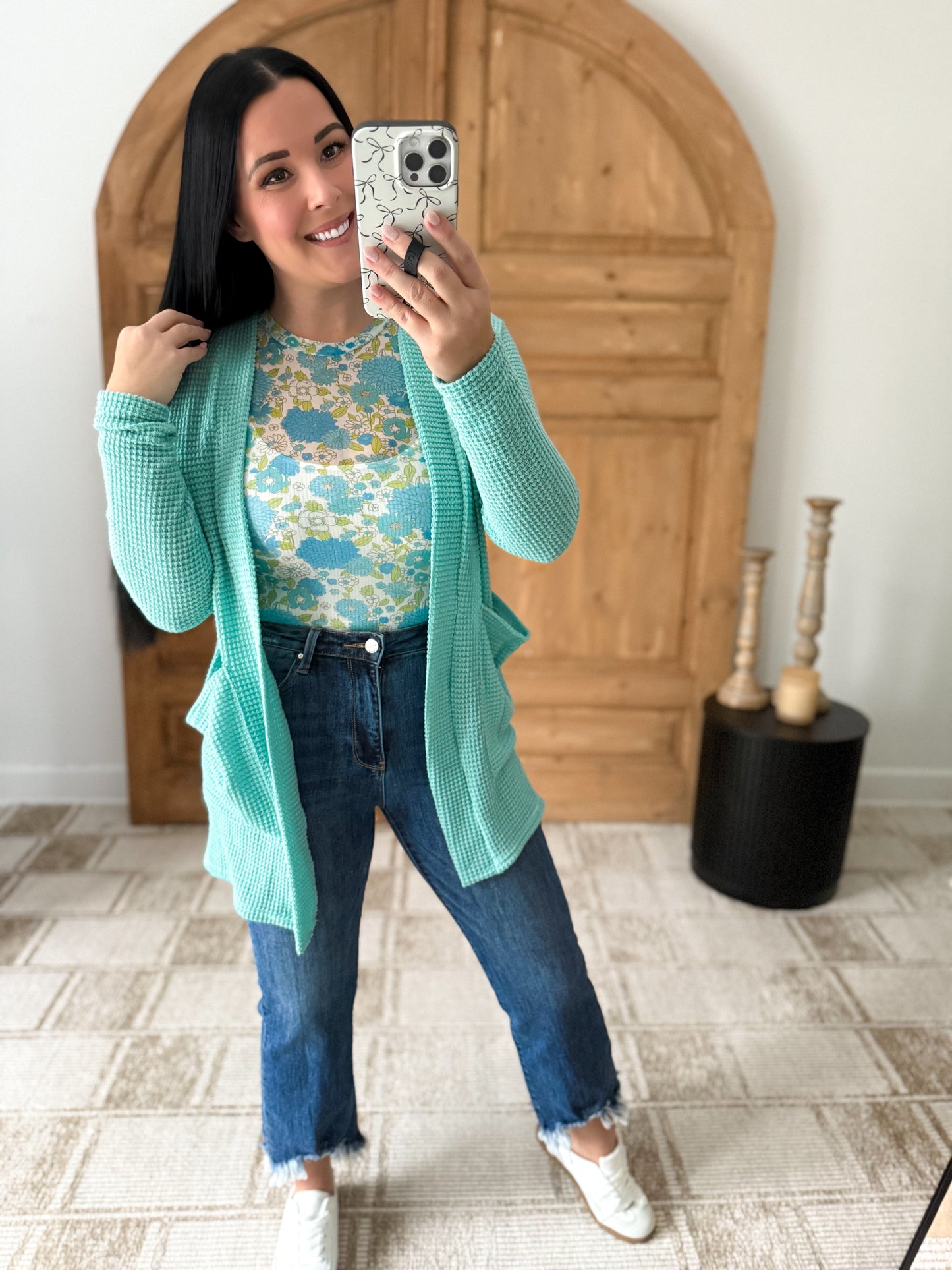 VINTAGE FLORAL MESH TOP BLUE