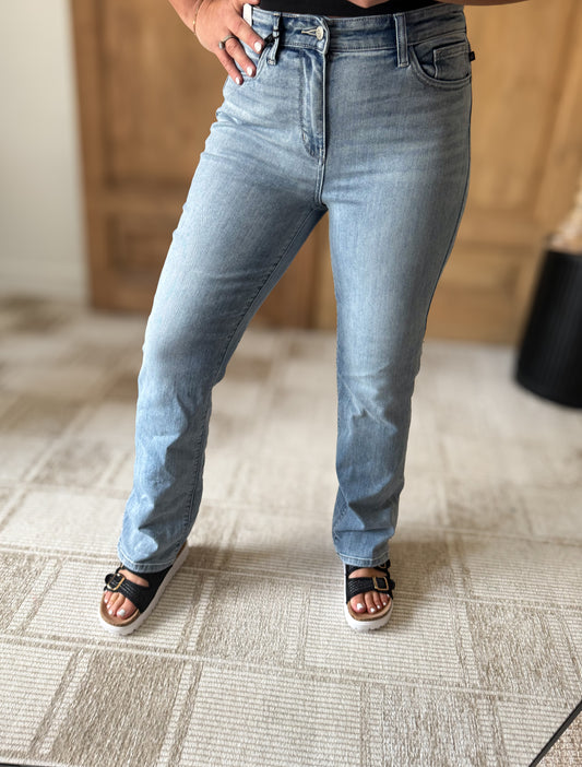 JUDY BLUE HIGH WAIST LIGHT DAD DENIM JEANS