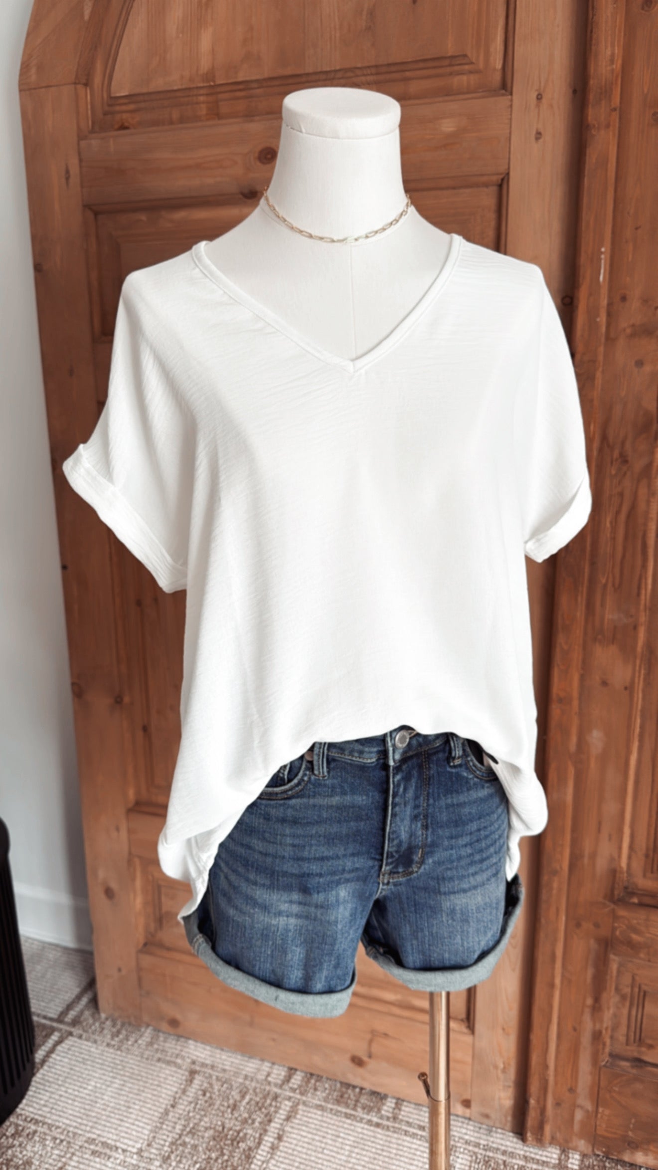 DREAM SOFT TEXTURE RELAXED TOP- white