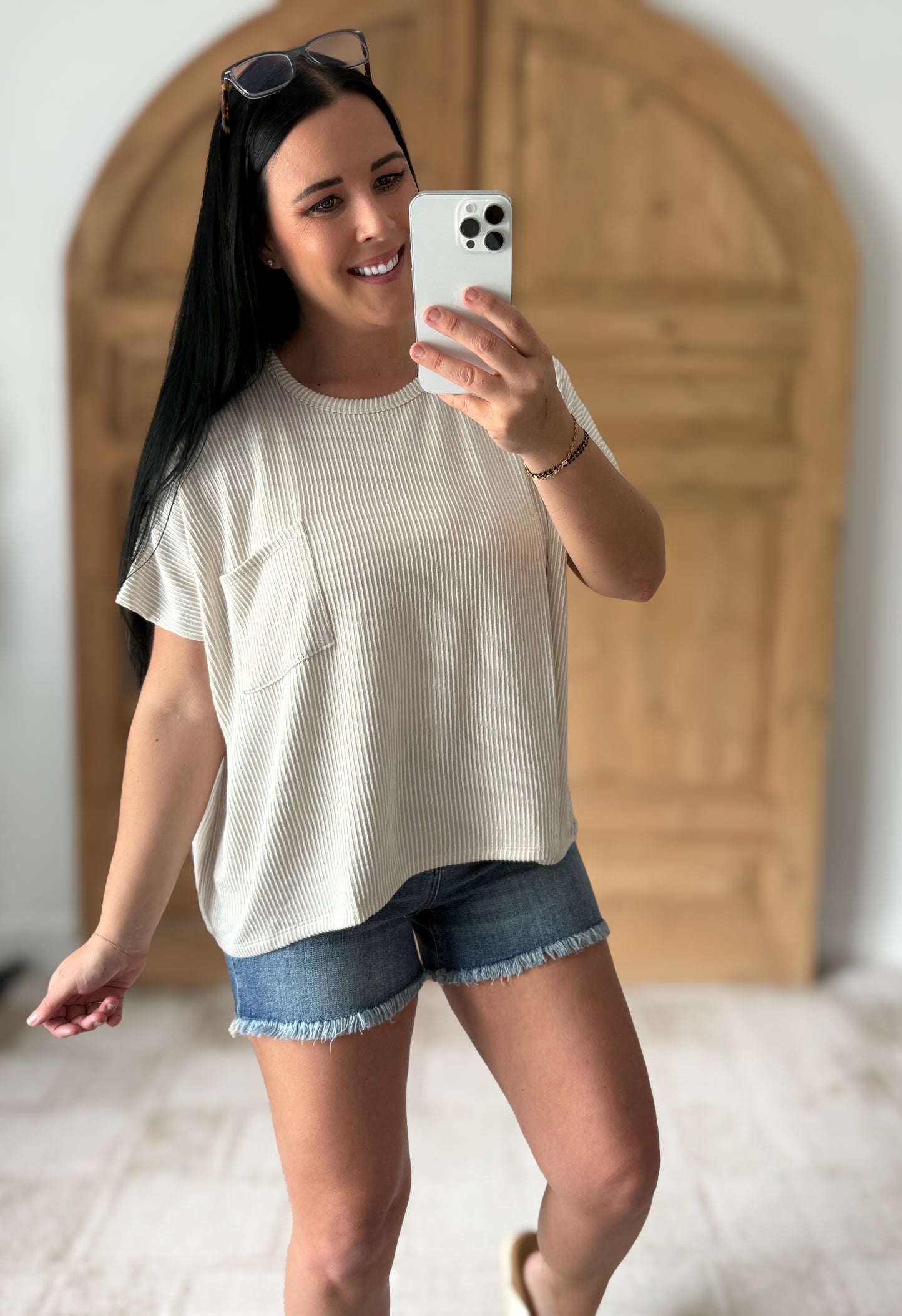 ZENANA CORDED RIB OVERSIZED SHORT SLEEVE TOP (**MULTIPLE COLORS)