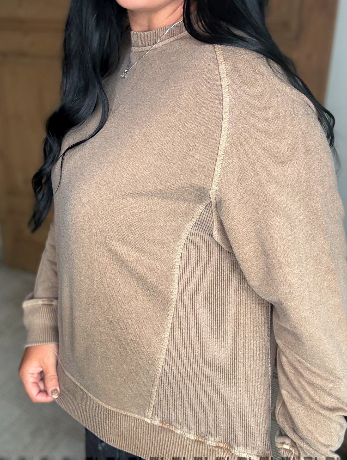 MY GO TO TERRY SOFT PULLOVER SWEATSHIRT-Mocha