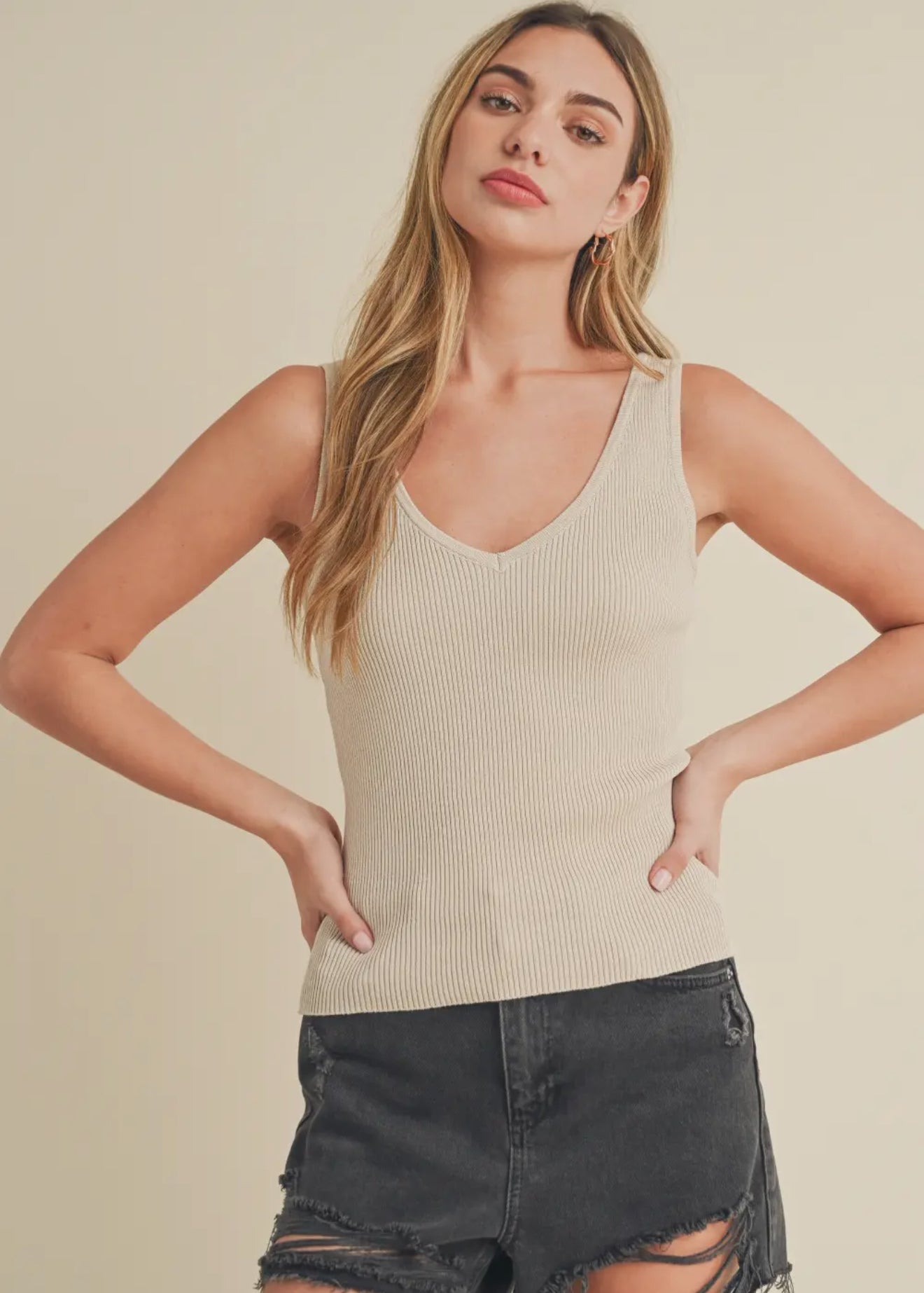 TOO GOOD BASIC LAYERING TANK-Light Mocha