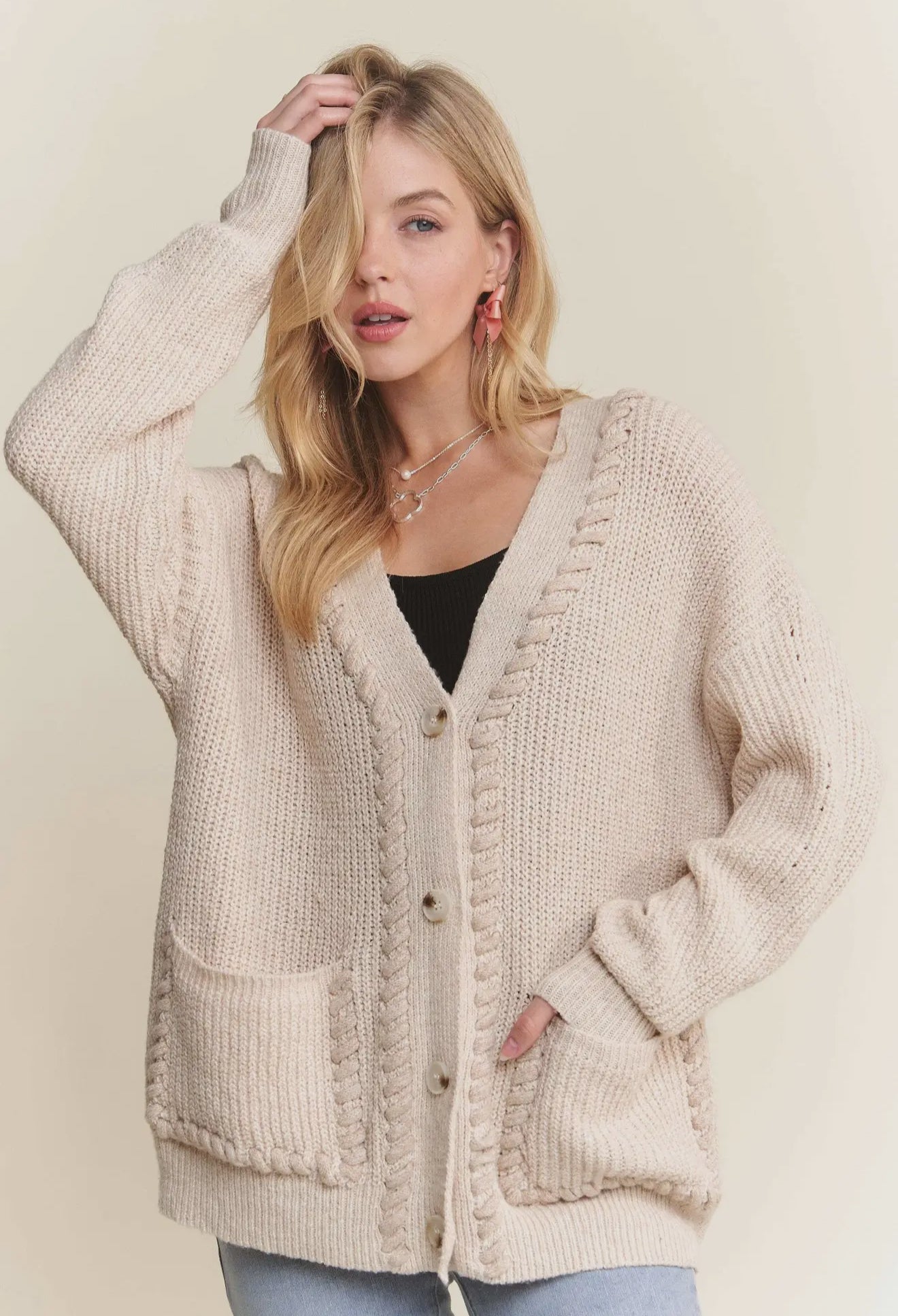 STITCH ACCENT CARDIGAN