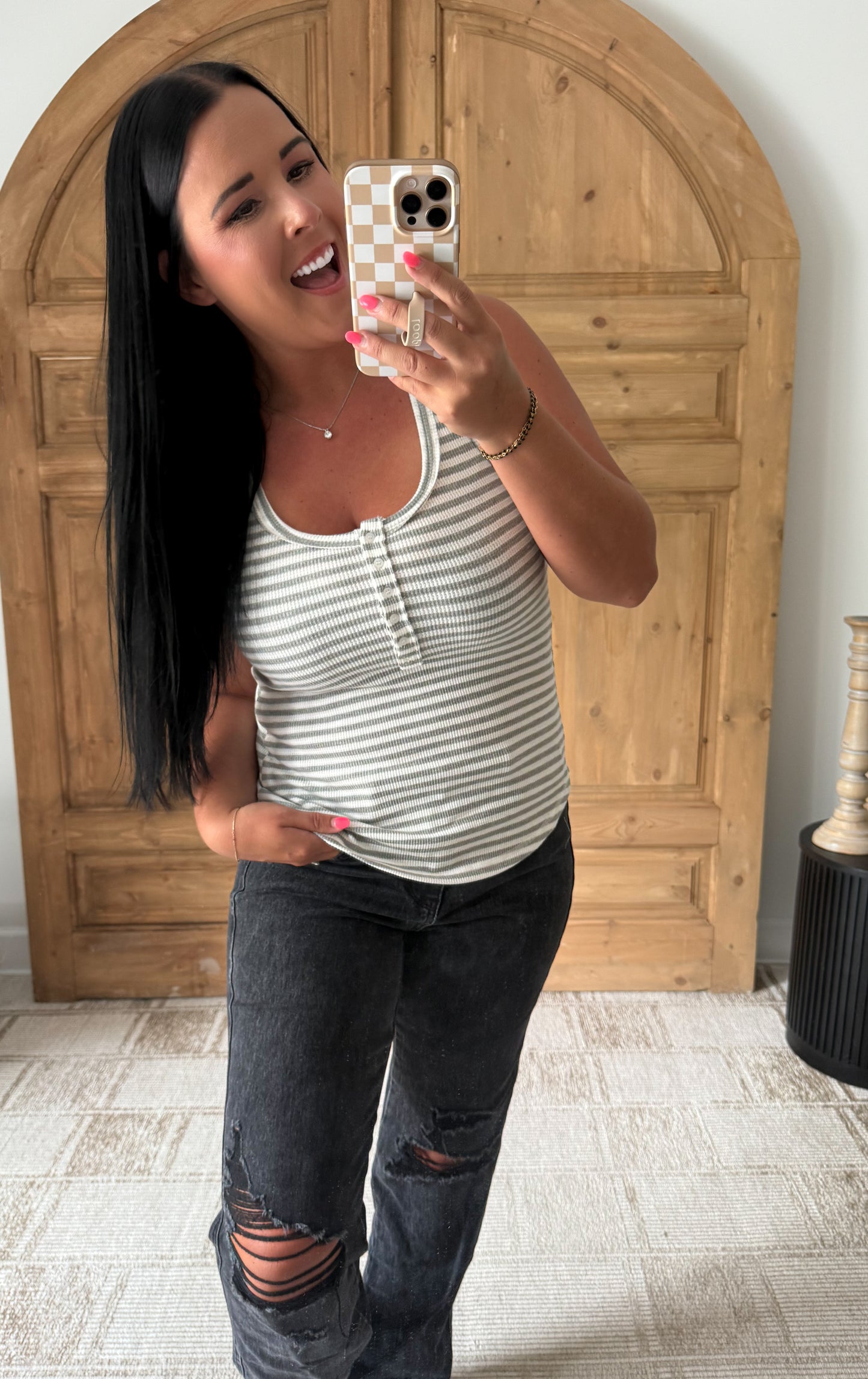SADIE STRETCHY SOFT TANK-Heather Grey