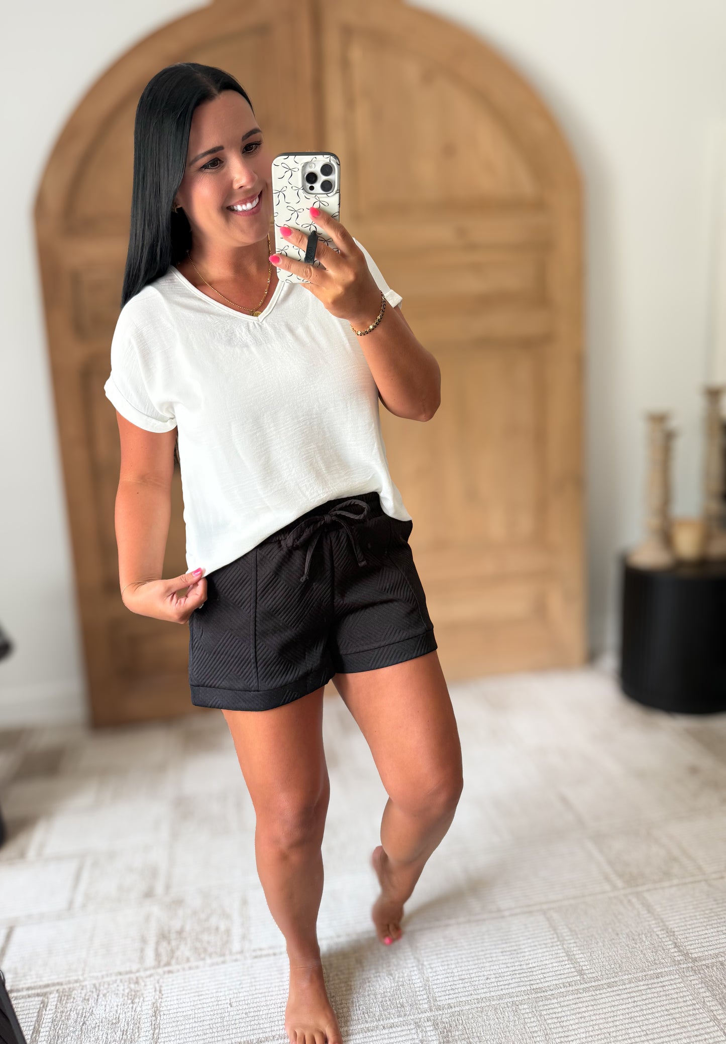 DREAM SOFT TEXTURE RELAXED TOP- white