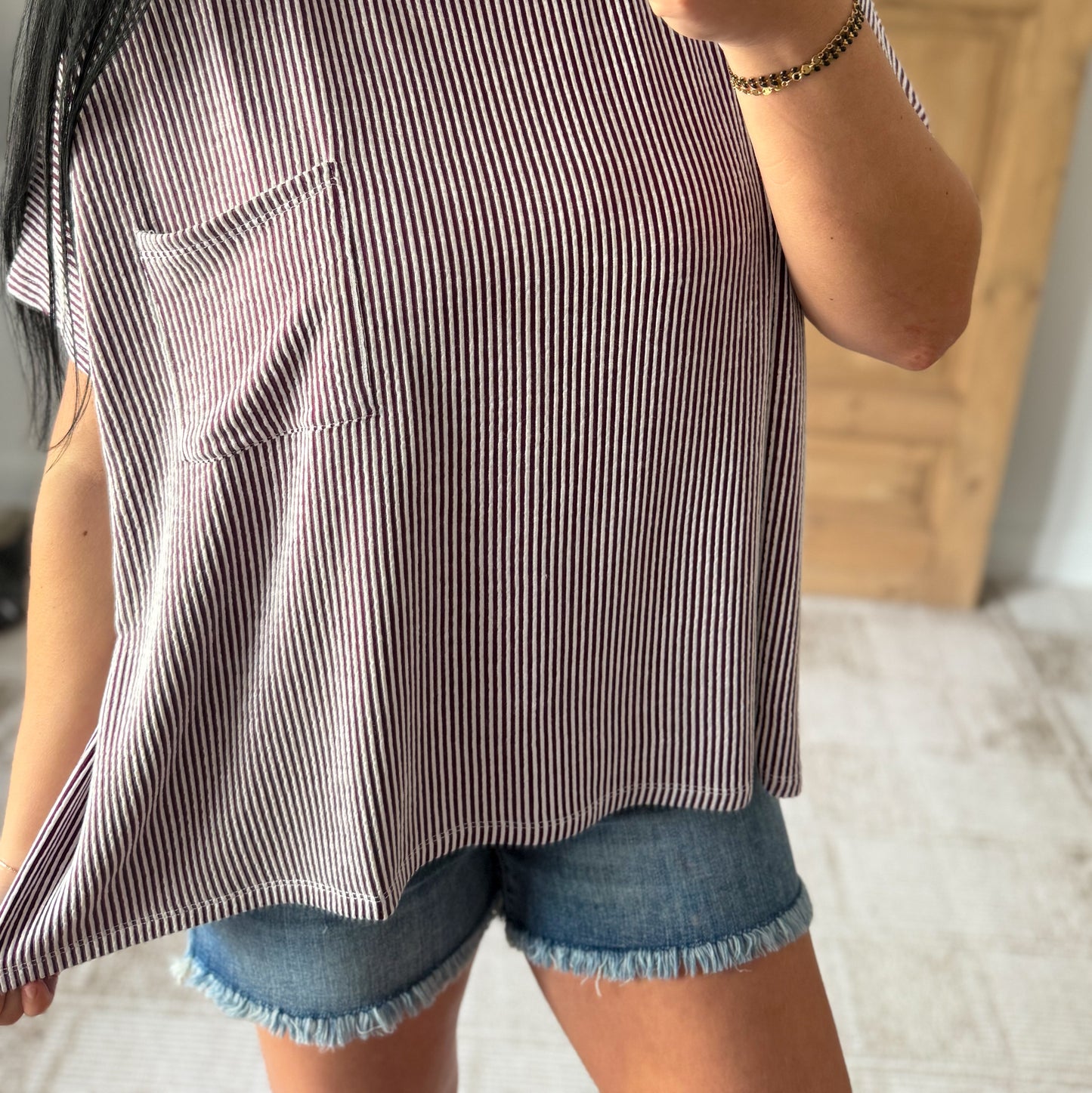 ZENANA CORDED RIB OVERSIZED SHORT SLEEVE TOP (**MULTIPLE COLORS)