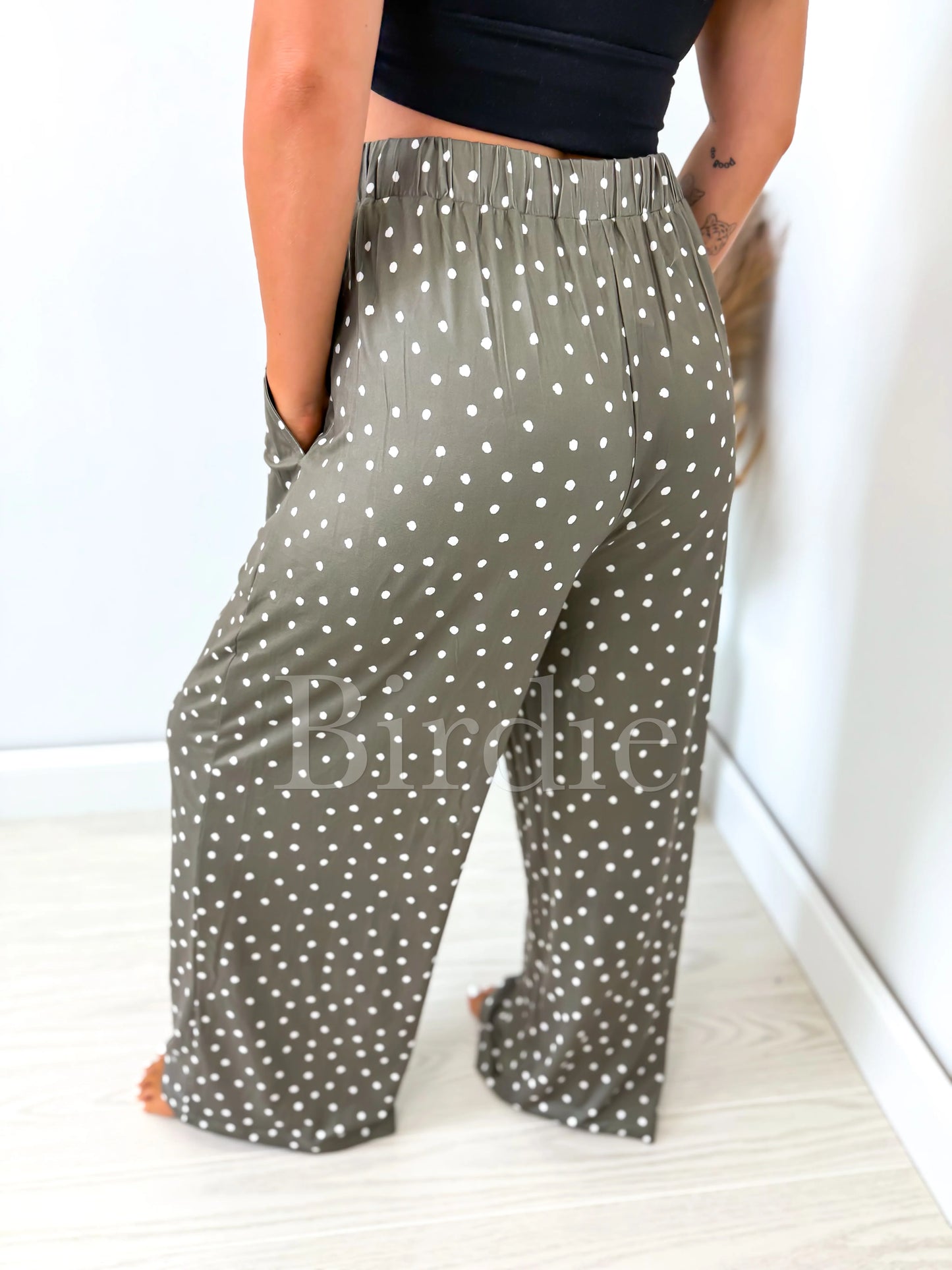 BIRDIE PREORDER Sleepy Sprinkles Green Pajama Pants with Satin Bow