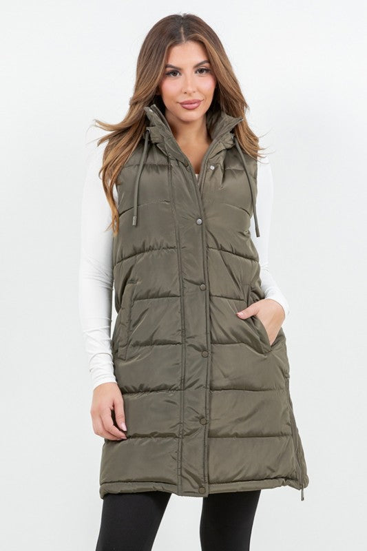 LONGLINE POCKET FAUX FUR PUFFER VEST
