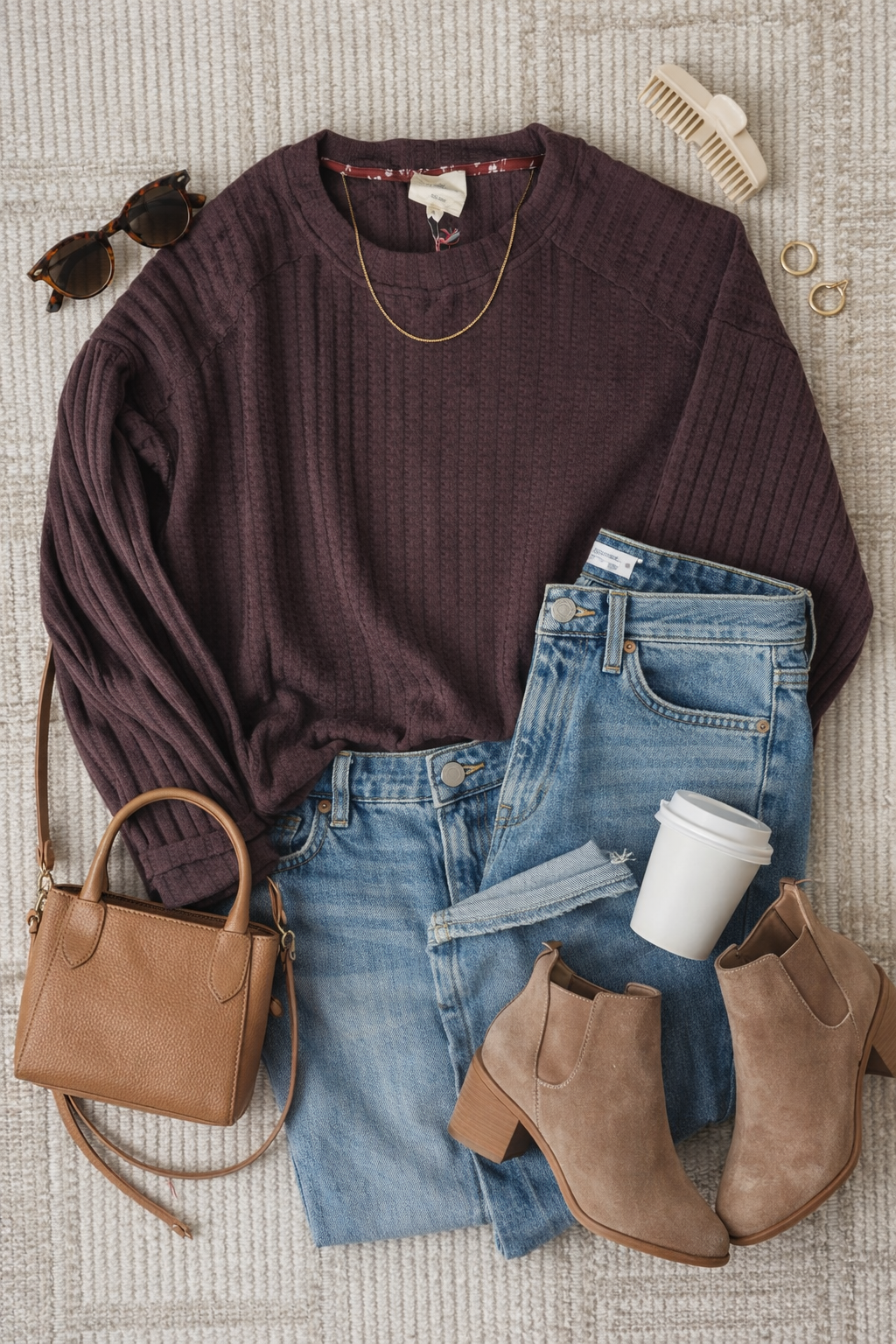 Umgee Soft Waffle Top-Plum