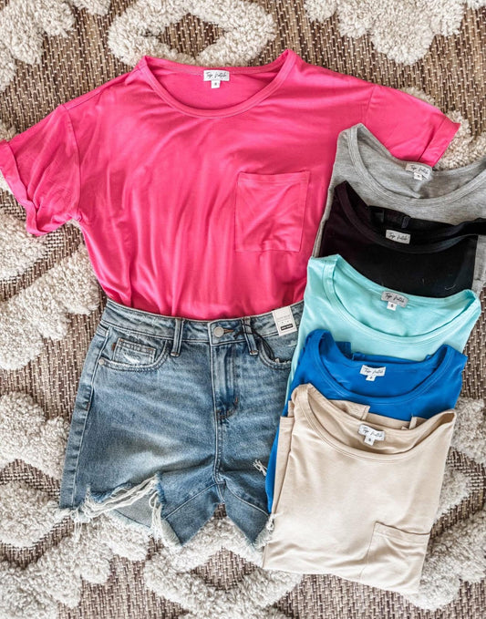 TAYLER BUTTERY SOFT POCKET TEES MULTIPLE COLORS