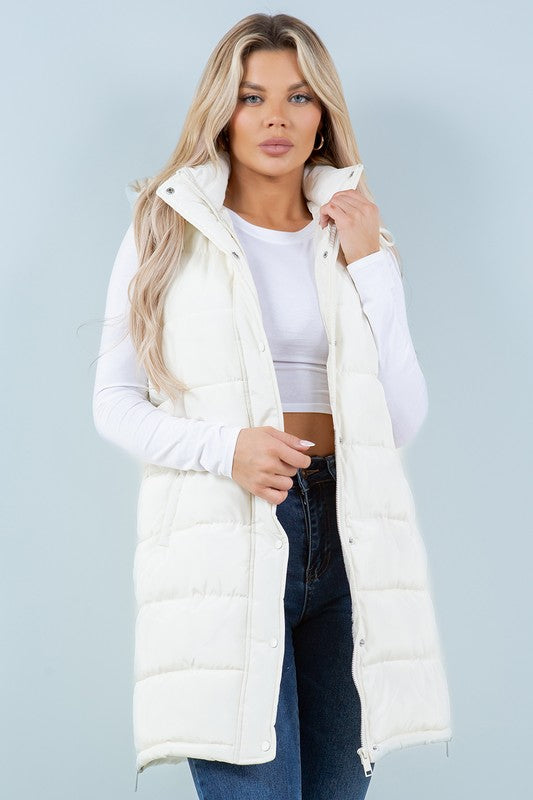 LONGLINE POCKET FAUX FUR PUFFER VEST