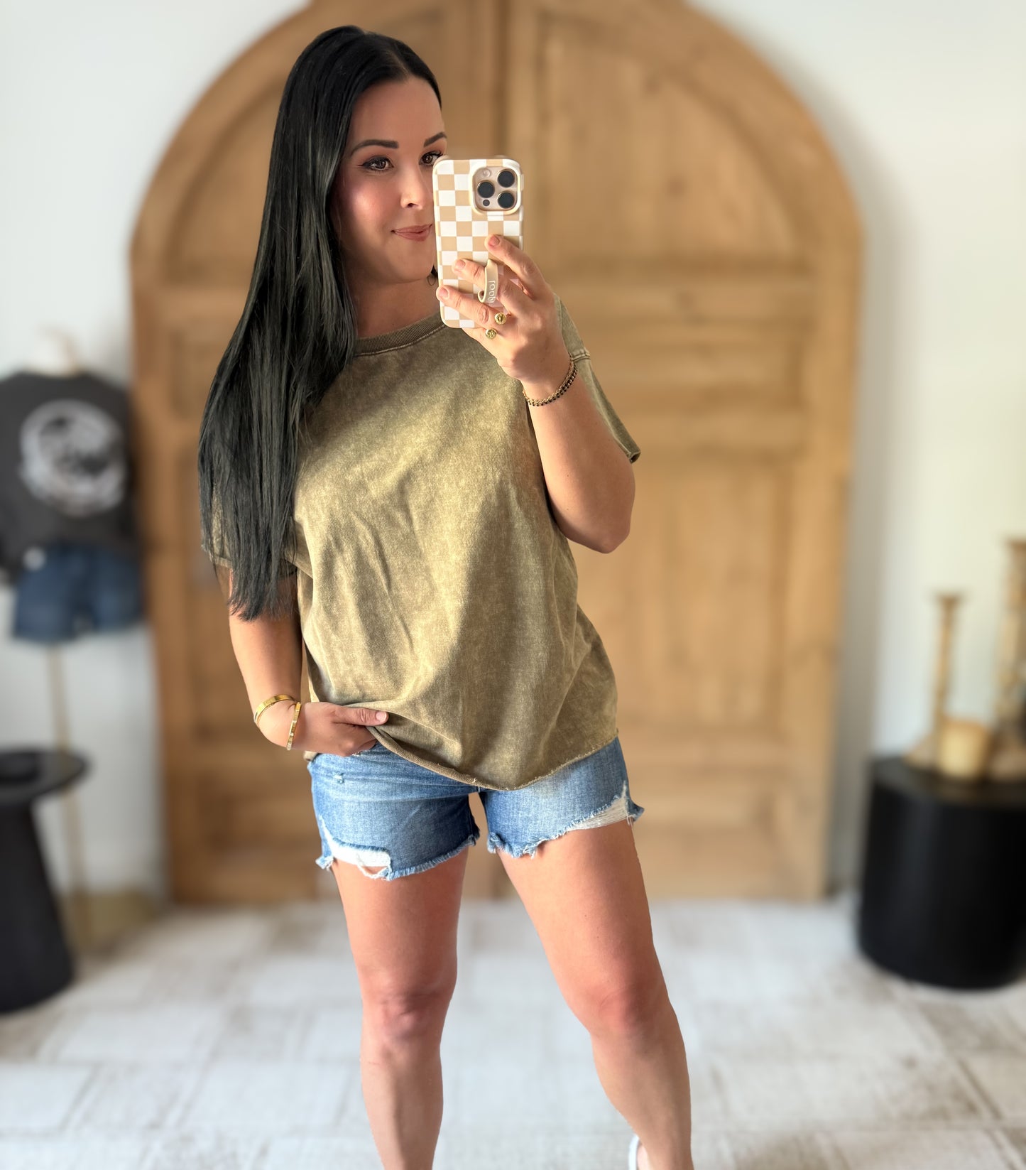 ZENANA FRENCH TERRY DROP SHOULDER RAW EDGE TOP