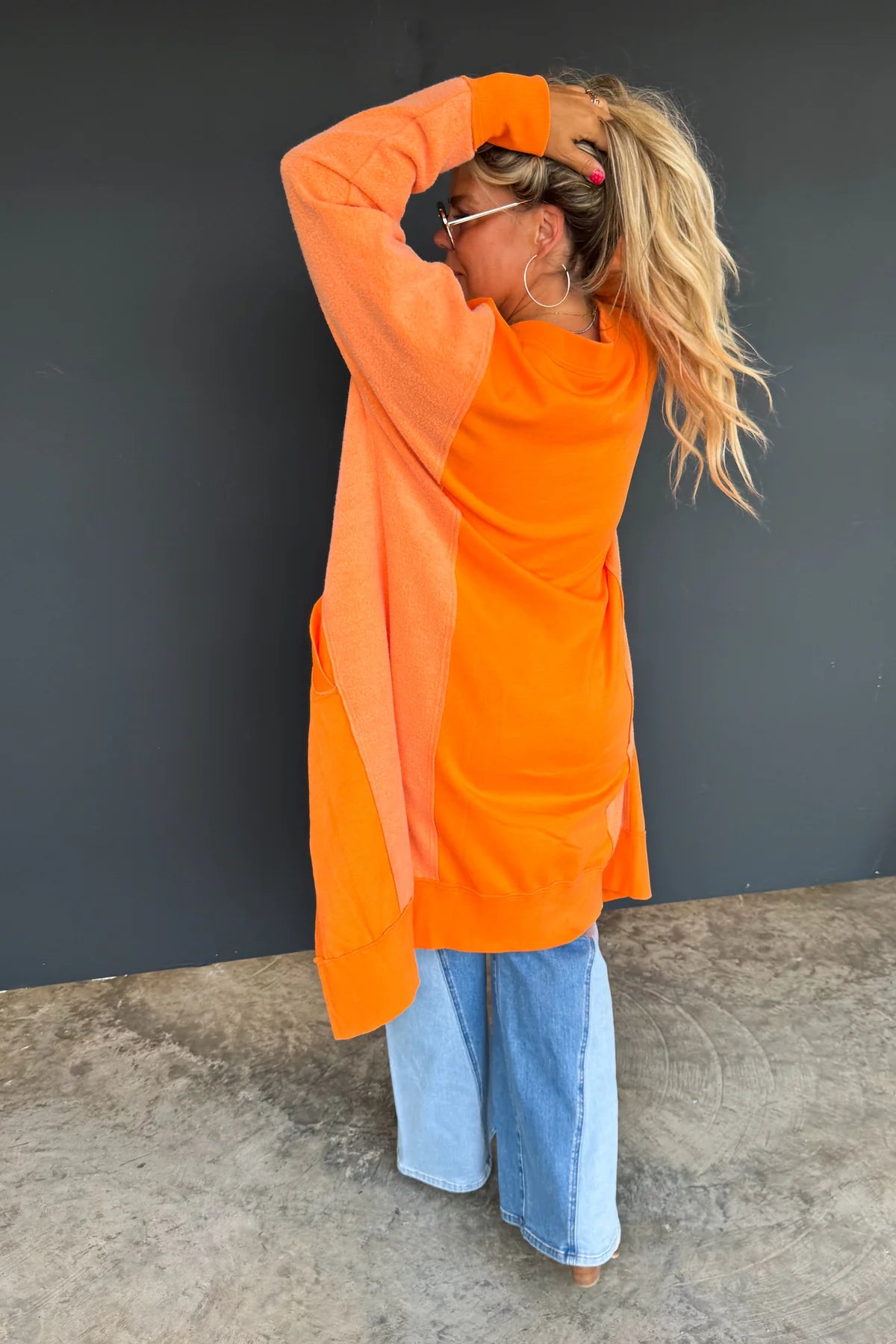 BLAKELEY DESI SOFT SWEATSHIRT CARDIGAN-Orange