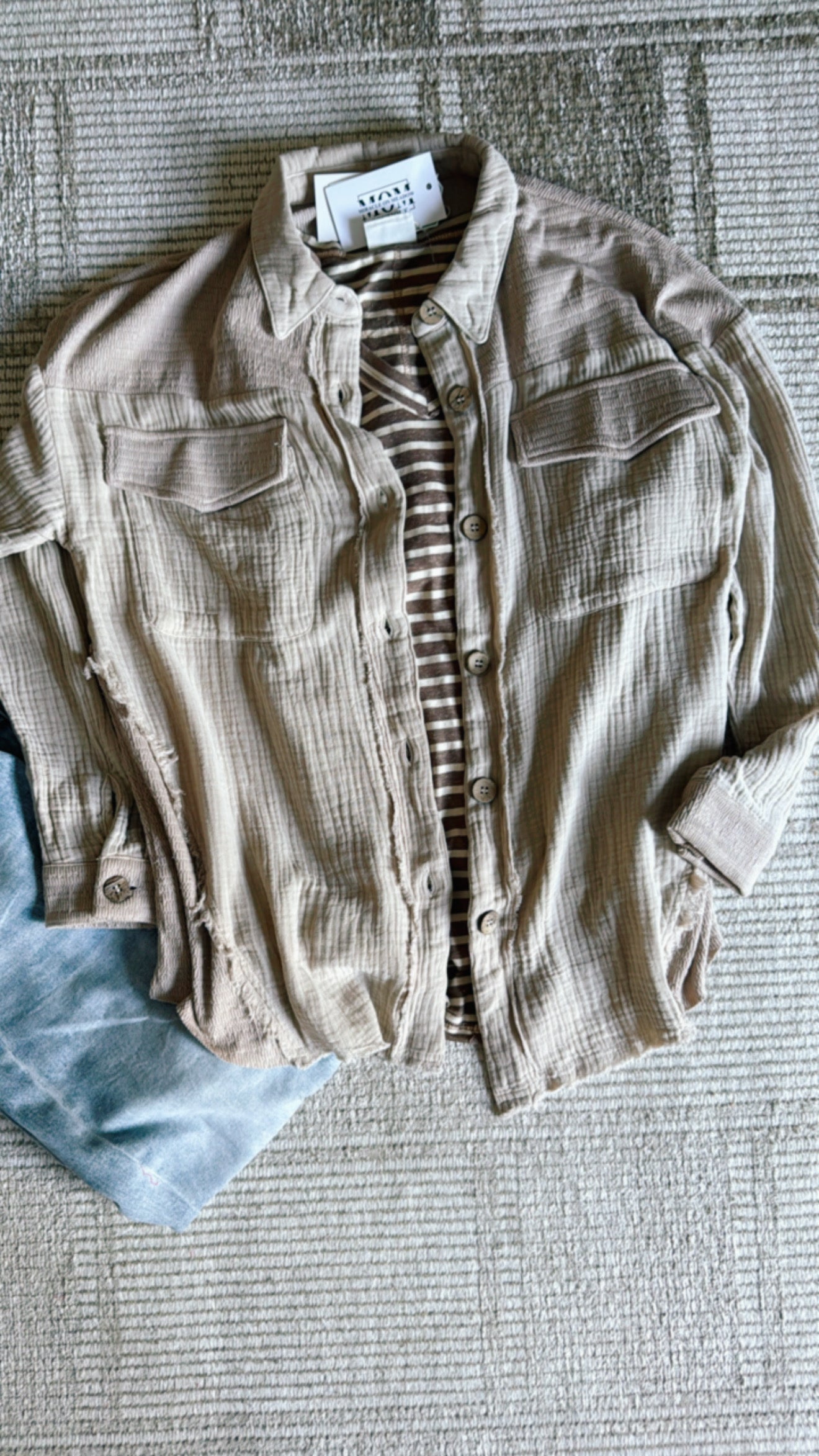JOHNNY GAUZE KNIT BUTTON DOWN LAYERING TOP-MOCHA