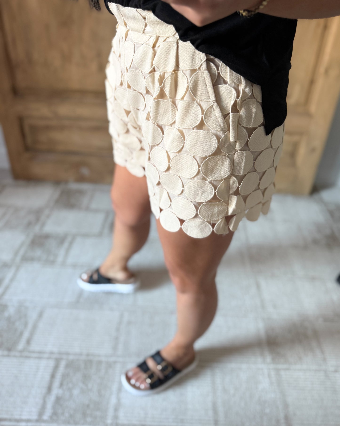 Umgee Full Size Polka Dot Lace Shorts Plus Size