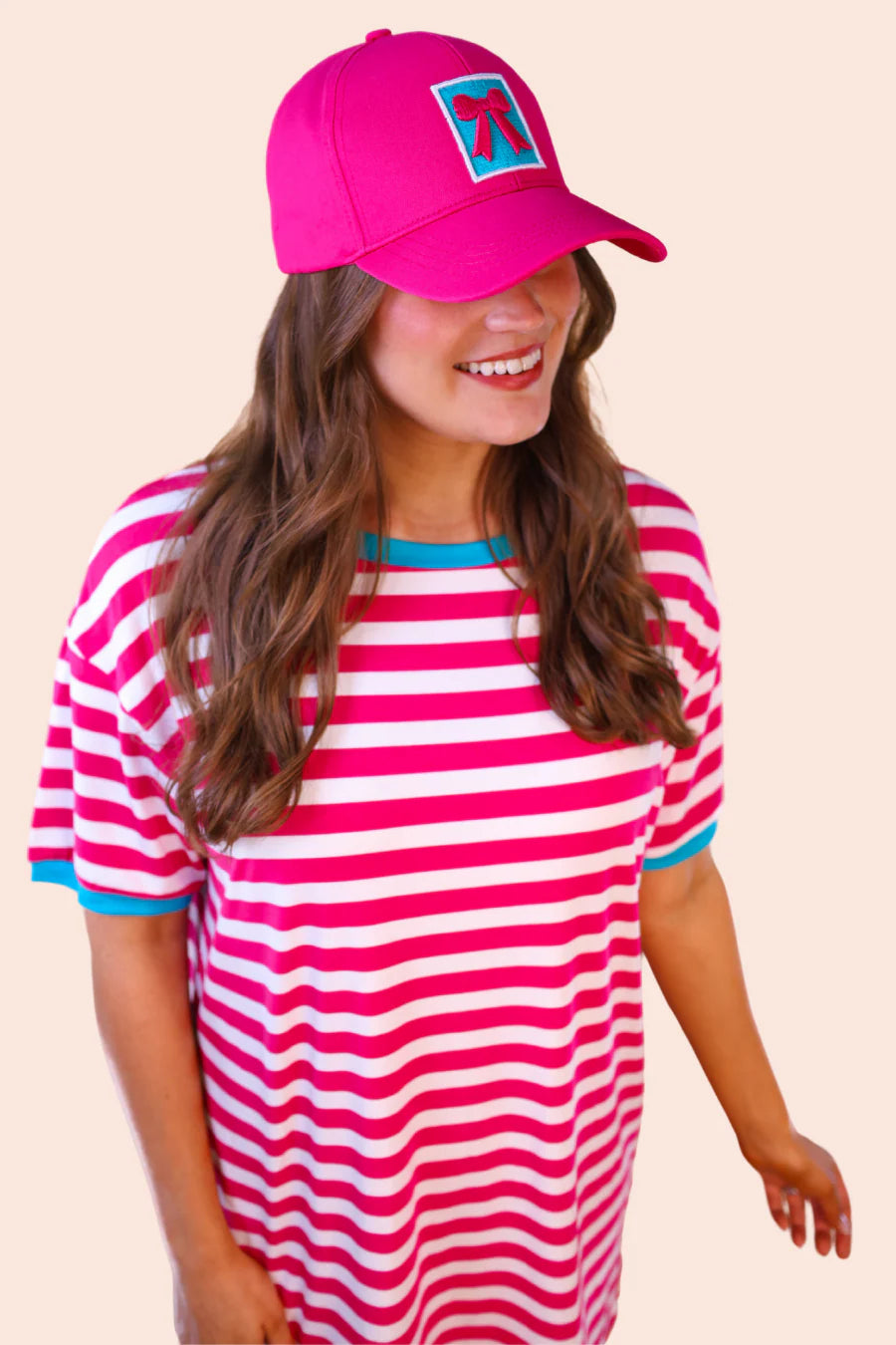 PRE ORDER Living In Stripes Dress, Pink/Teal