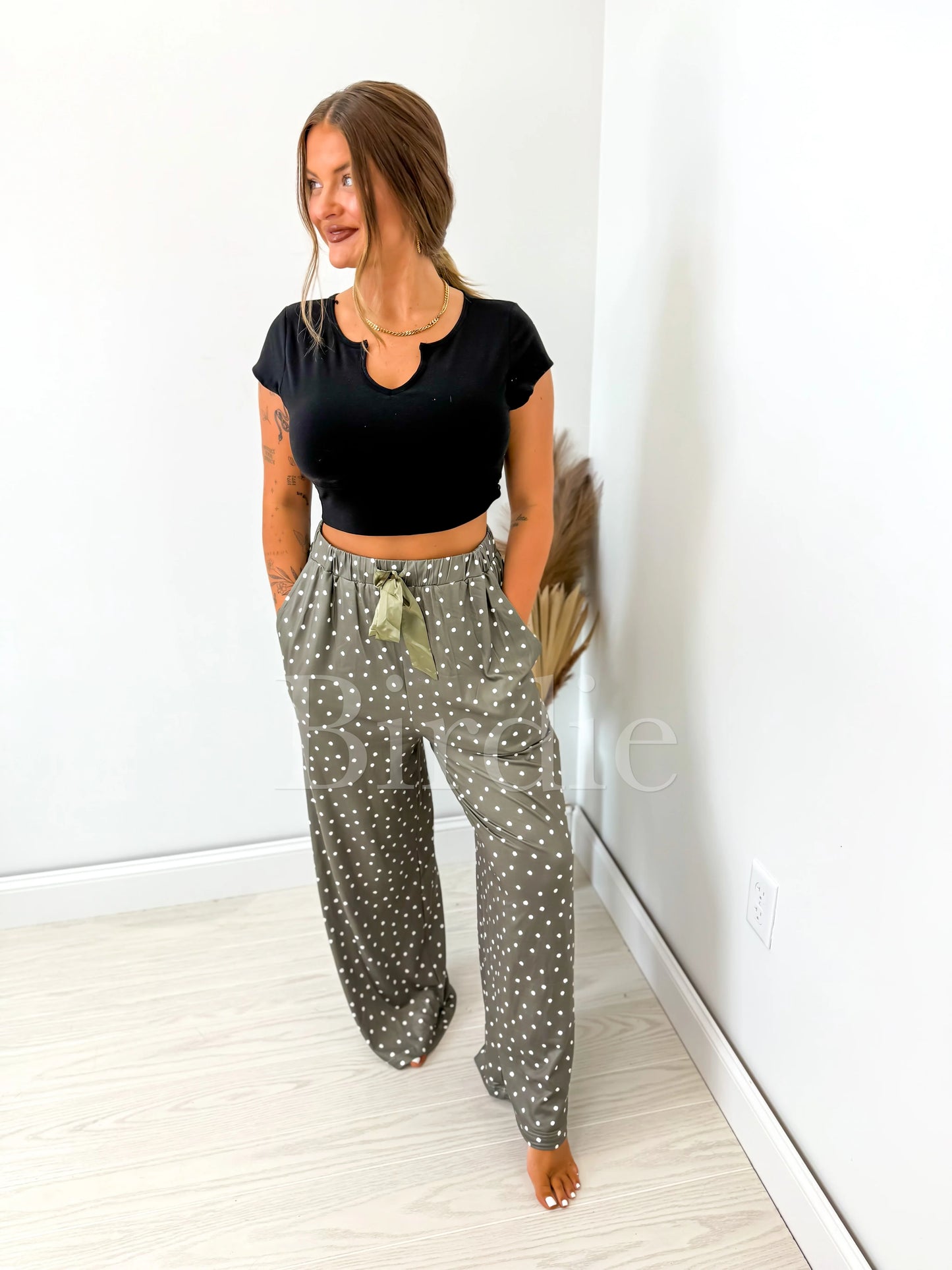 BIRDIE PREORDER Sleepy Sprinkles Green Pajama Pants with Satin Bow