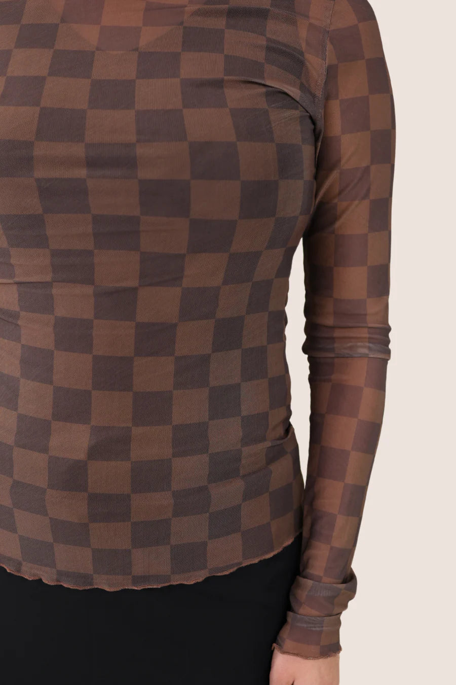 KEIGAN CHOCOLATE CHECKERED MESH TOP