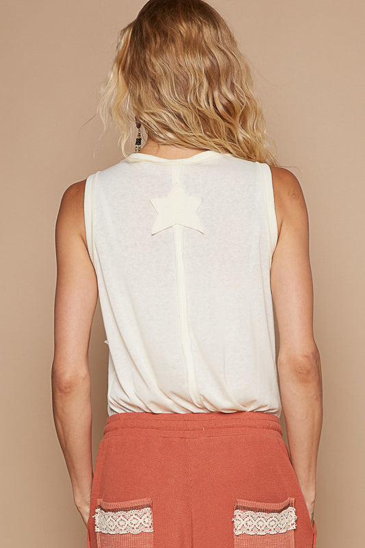 POL: STAR PATCH TANK- CREAM