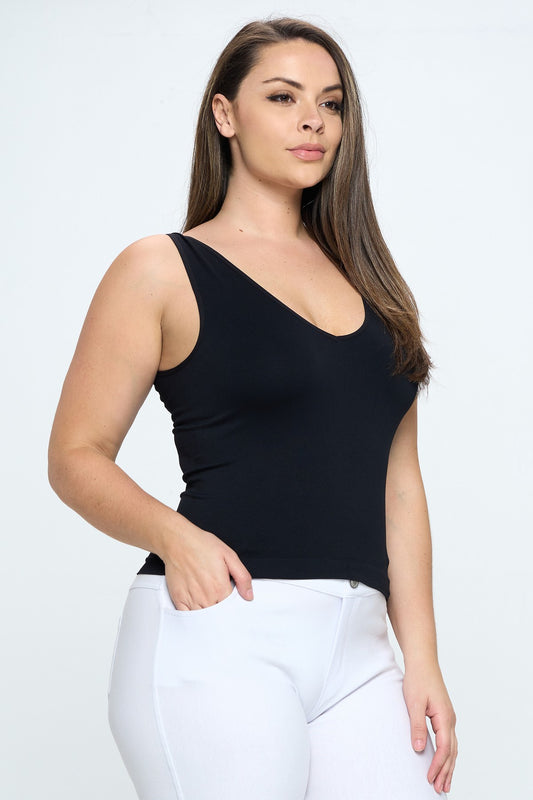 SLEEK & SEAMLESS REVERSIBLE NECKLINE TANK (MULTIPLE COLORS)