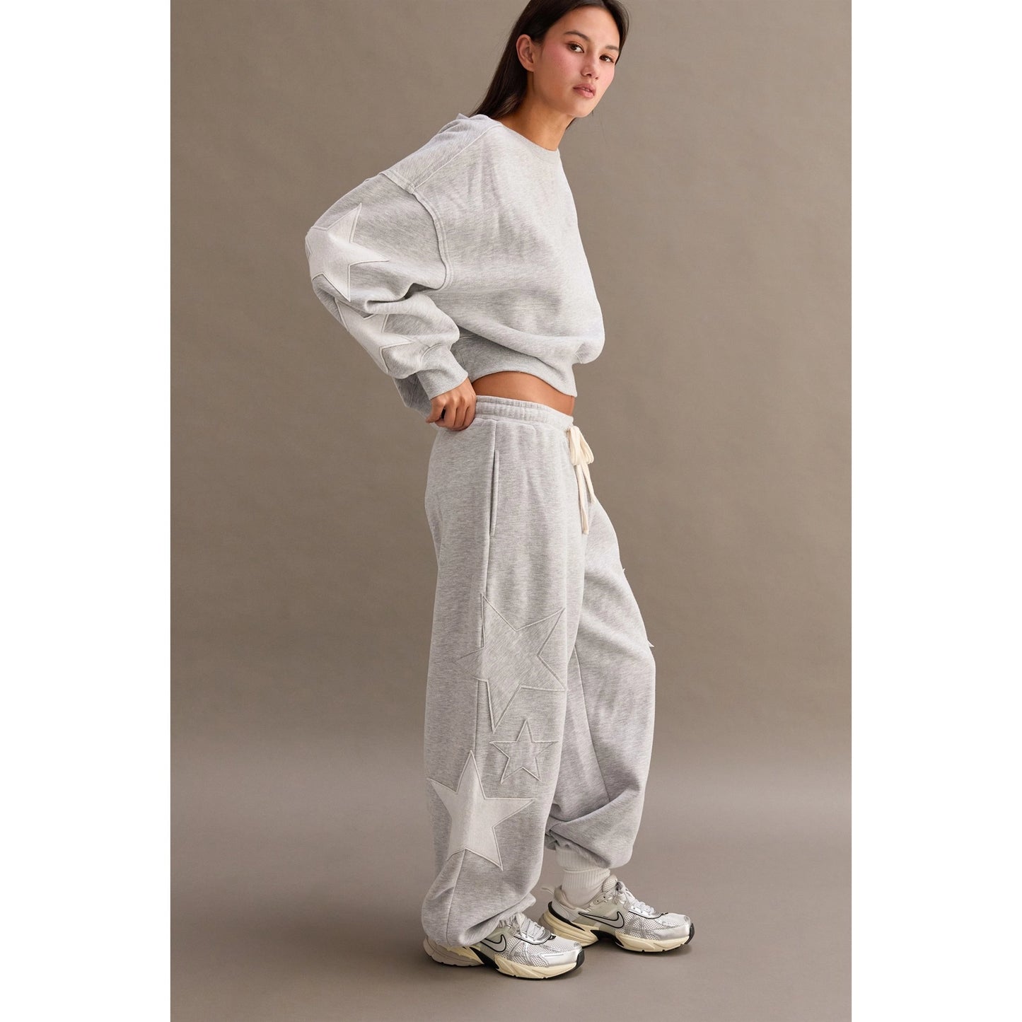 STAR PATCH CREWNECK SWEATSHIRT & PANTS *Sold Separately
