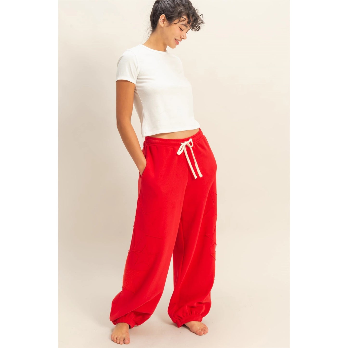 STAR PATCH CREWNECK SWEATSHIRT & PANTS *Sold Separately