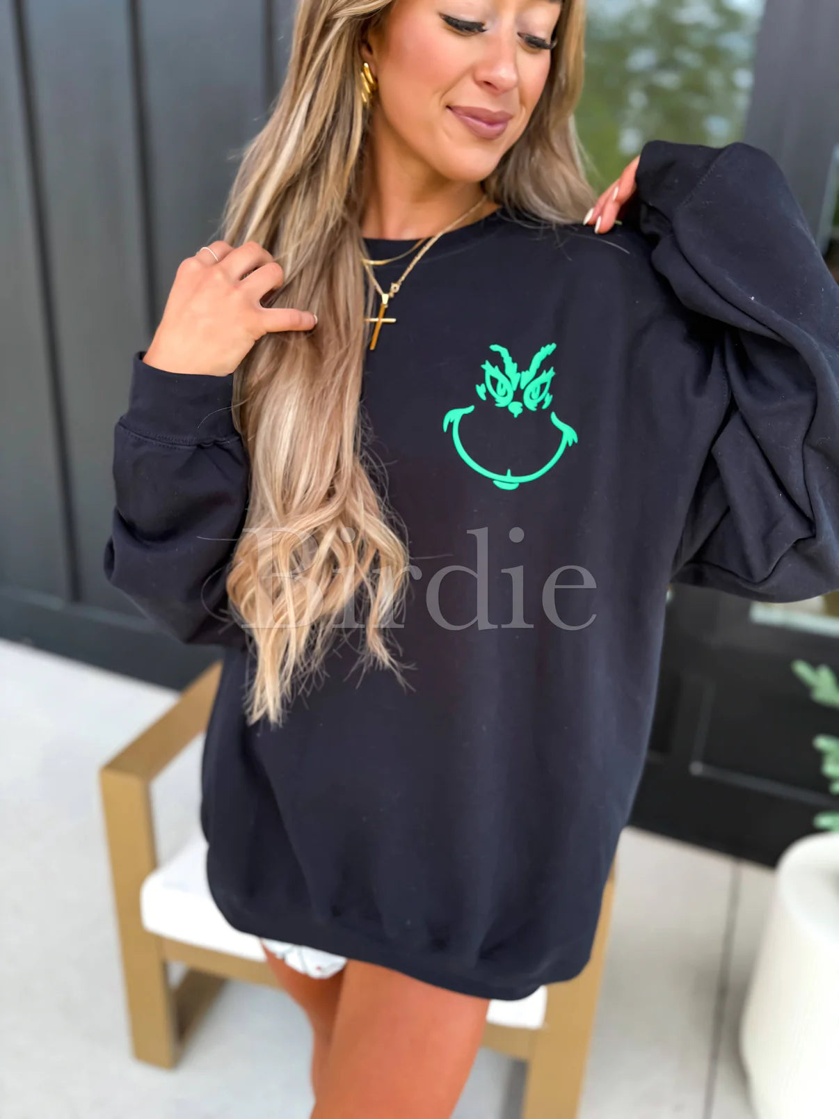 PRE ORDER- You're A Mean One Graphic Crewneck on Black with Green