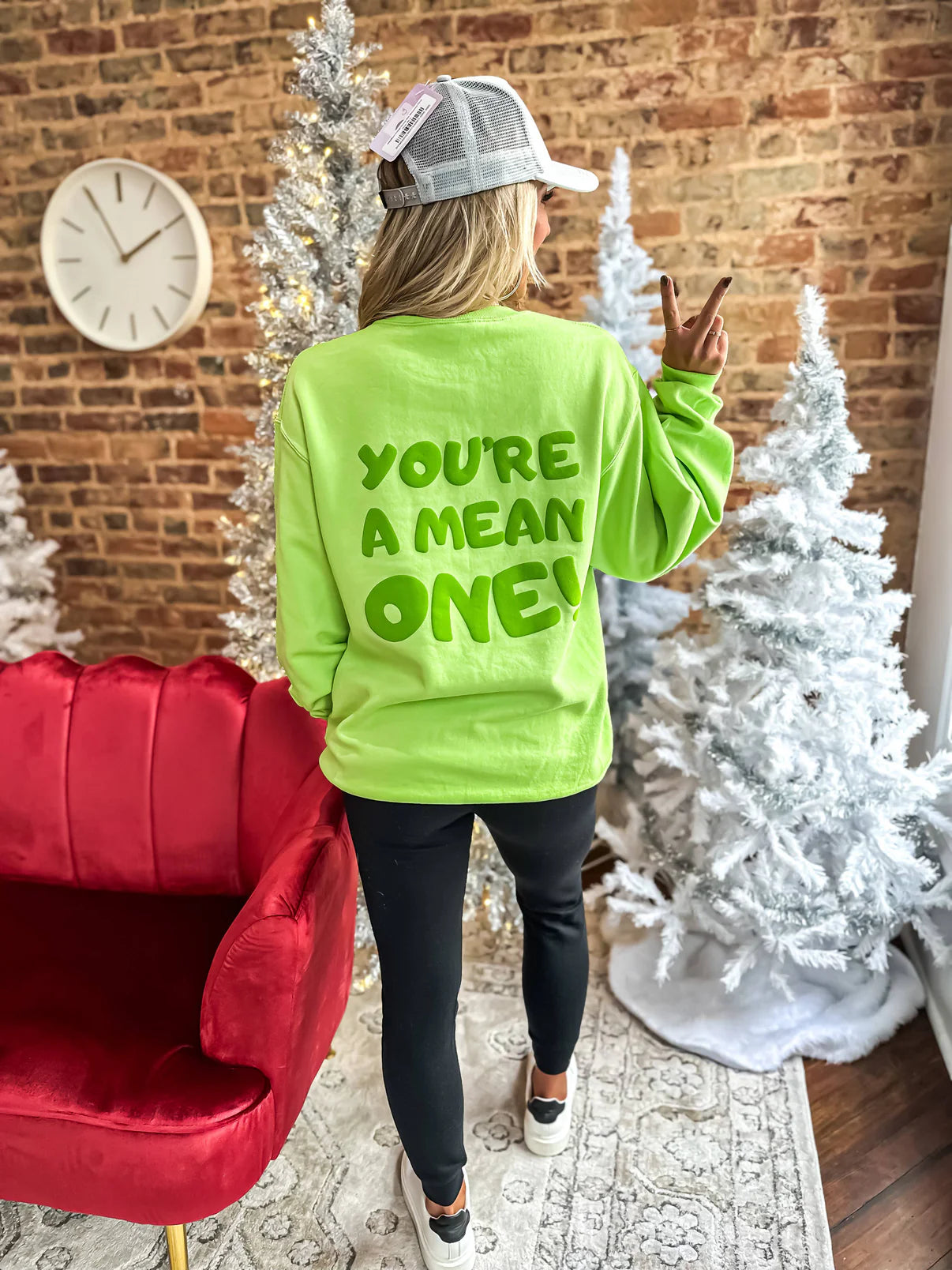 PRE ORDER- You're A Mean One Lime Graphic Crewneck Sweatshirt
