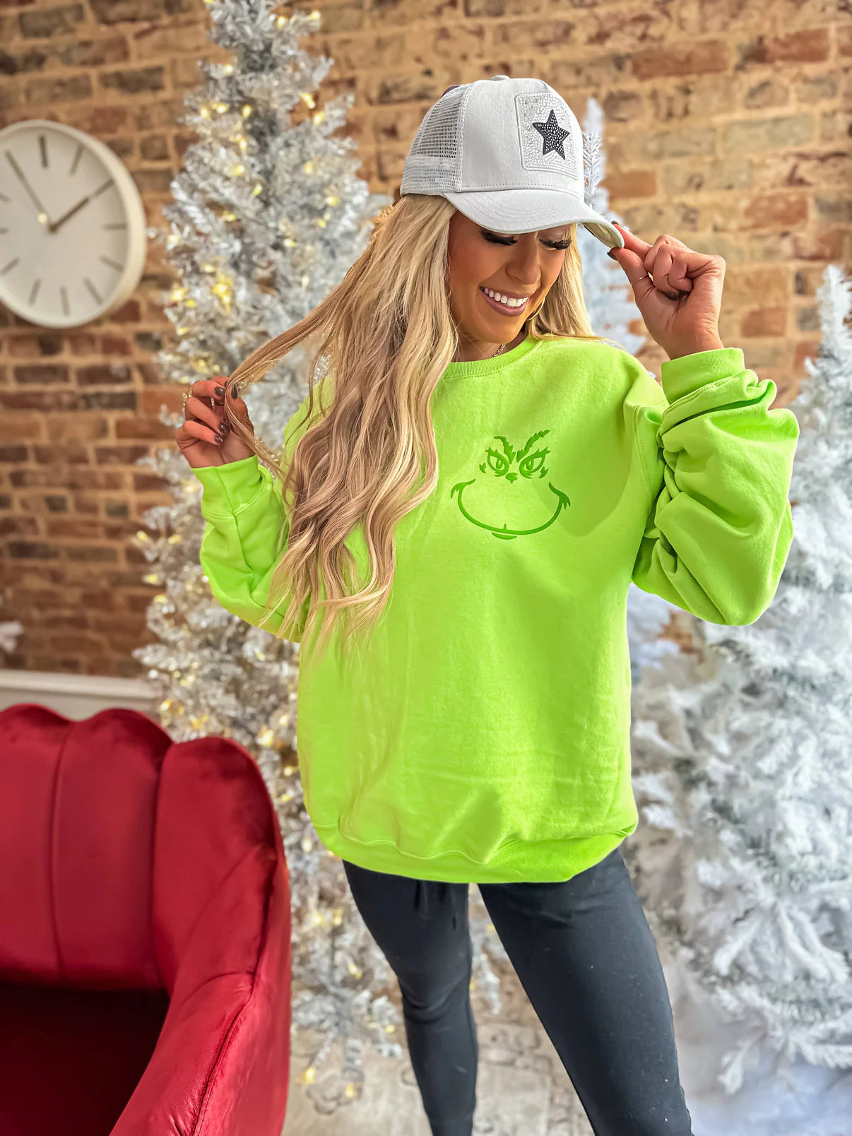 PRE ORDER- You're A Mean One Lime Graphic Crewneck Sweatshirt