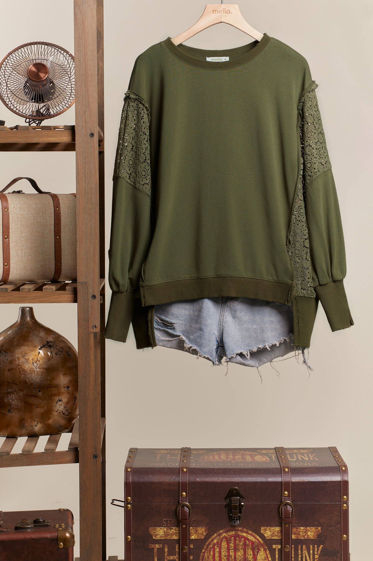 OVERSIZED REALXED FIT LACE KNIT PULLOVER TOP